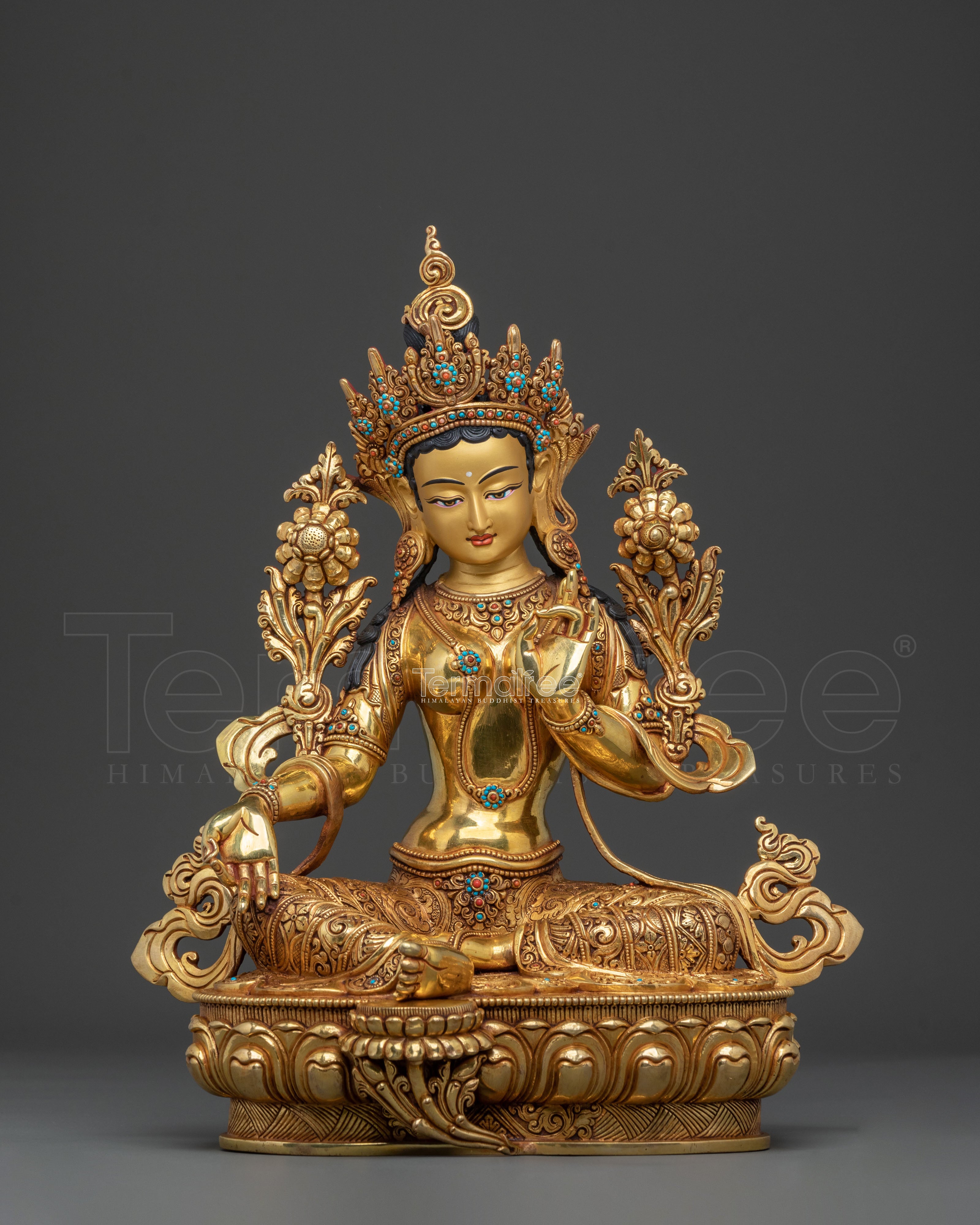 Handcrafted Green Tara Sacred Sculpture