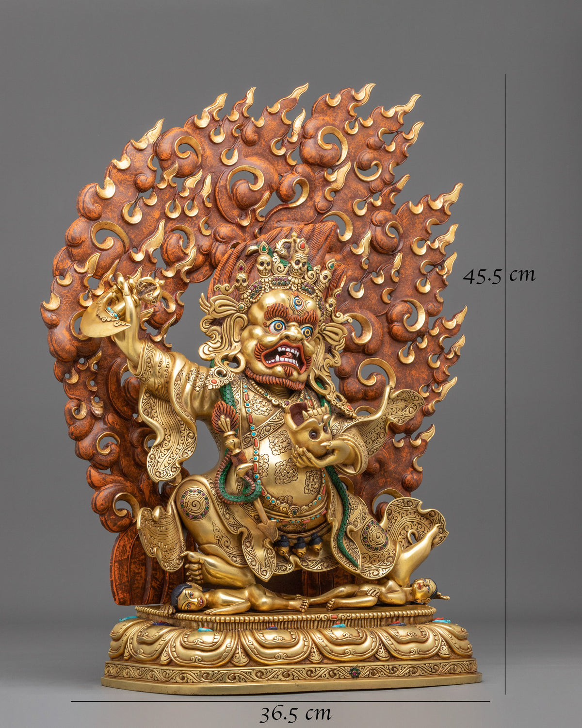 24K Gold Gilded Copper Mahakala Bernakchen Statue | Vajrayana Protector
