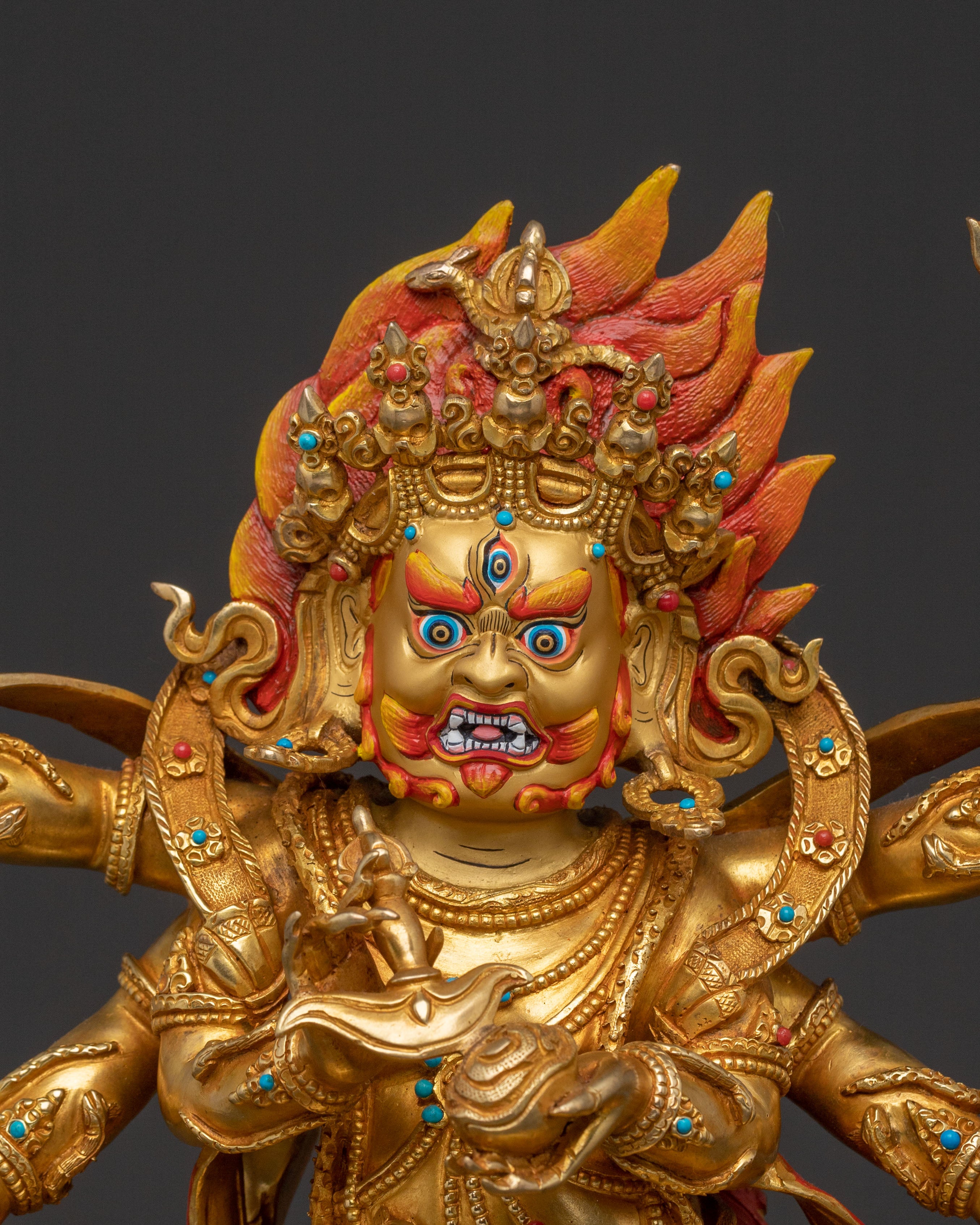 Six Armed Mahakala Traditional Statue | Sacred Icon