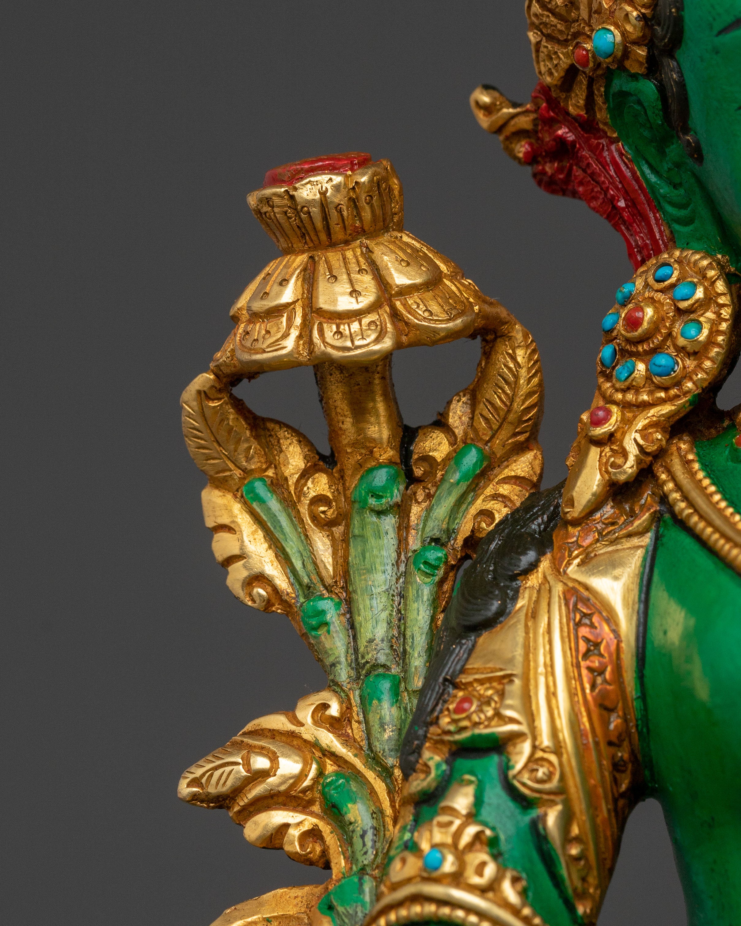 Green Tara Traditional Statue of Protection - Handcrafted Serenity