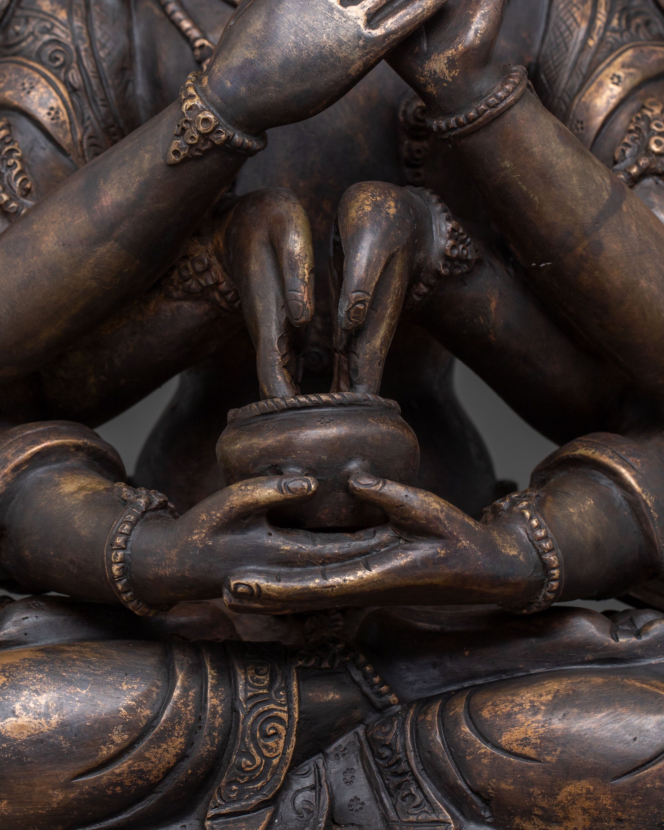 Namasangati Sacred Statue | Finish Oxidized Copper Buddhist Sculpture