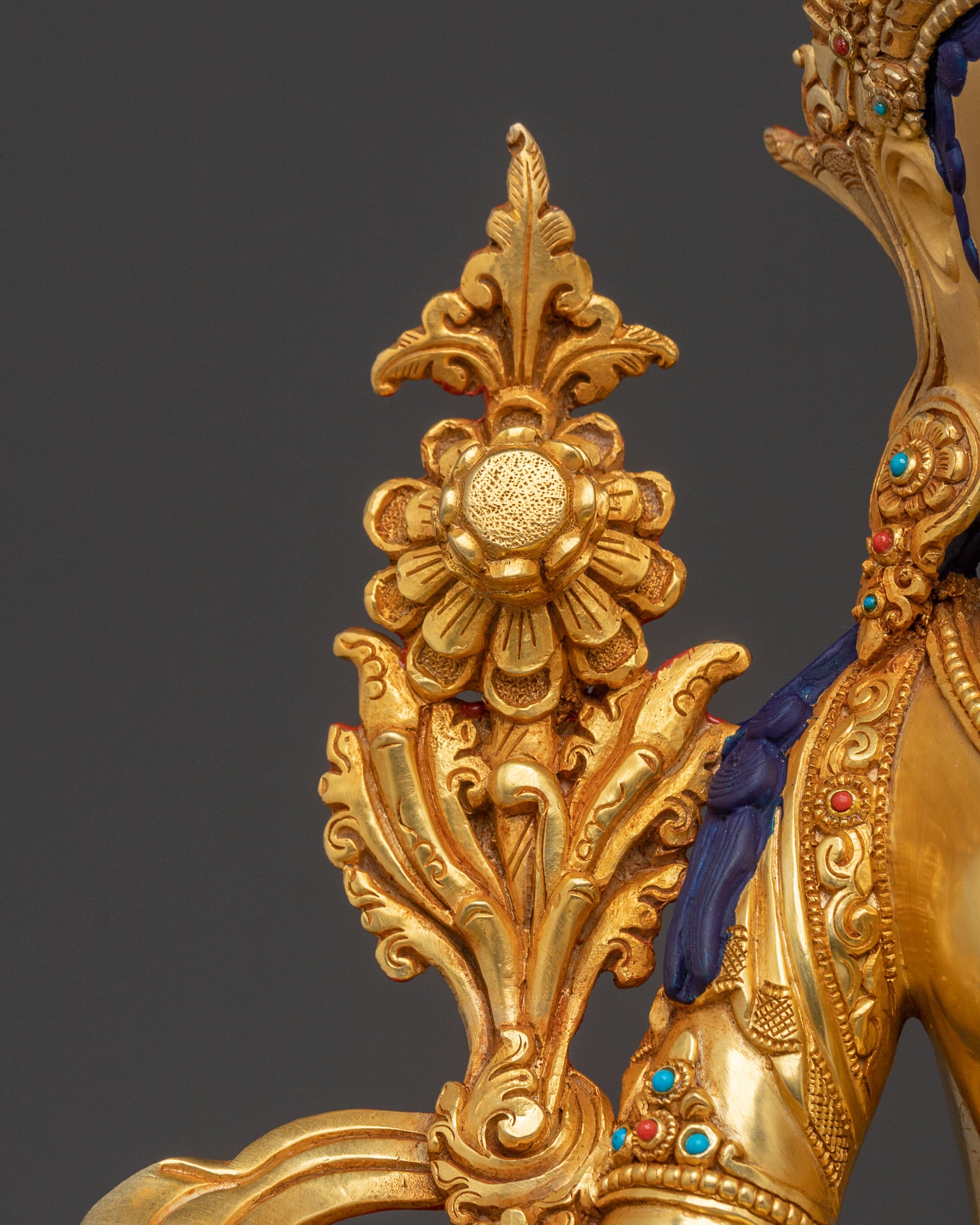 Sacred White Tara Figure | 24K Gold Gilded Statue