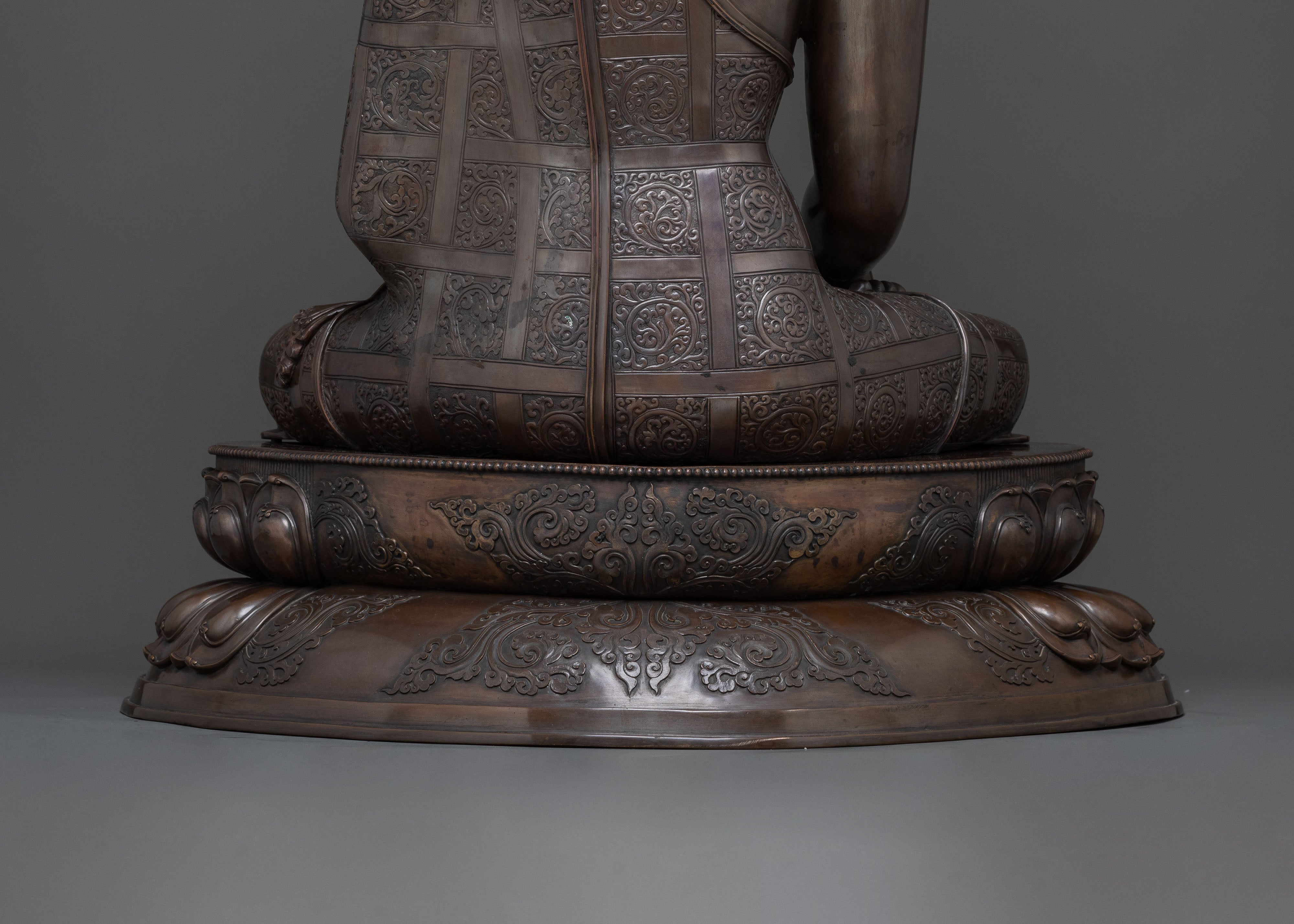 Shakyamuni Buddha Statue: Oxidized Copper Altar Decor