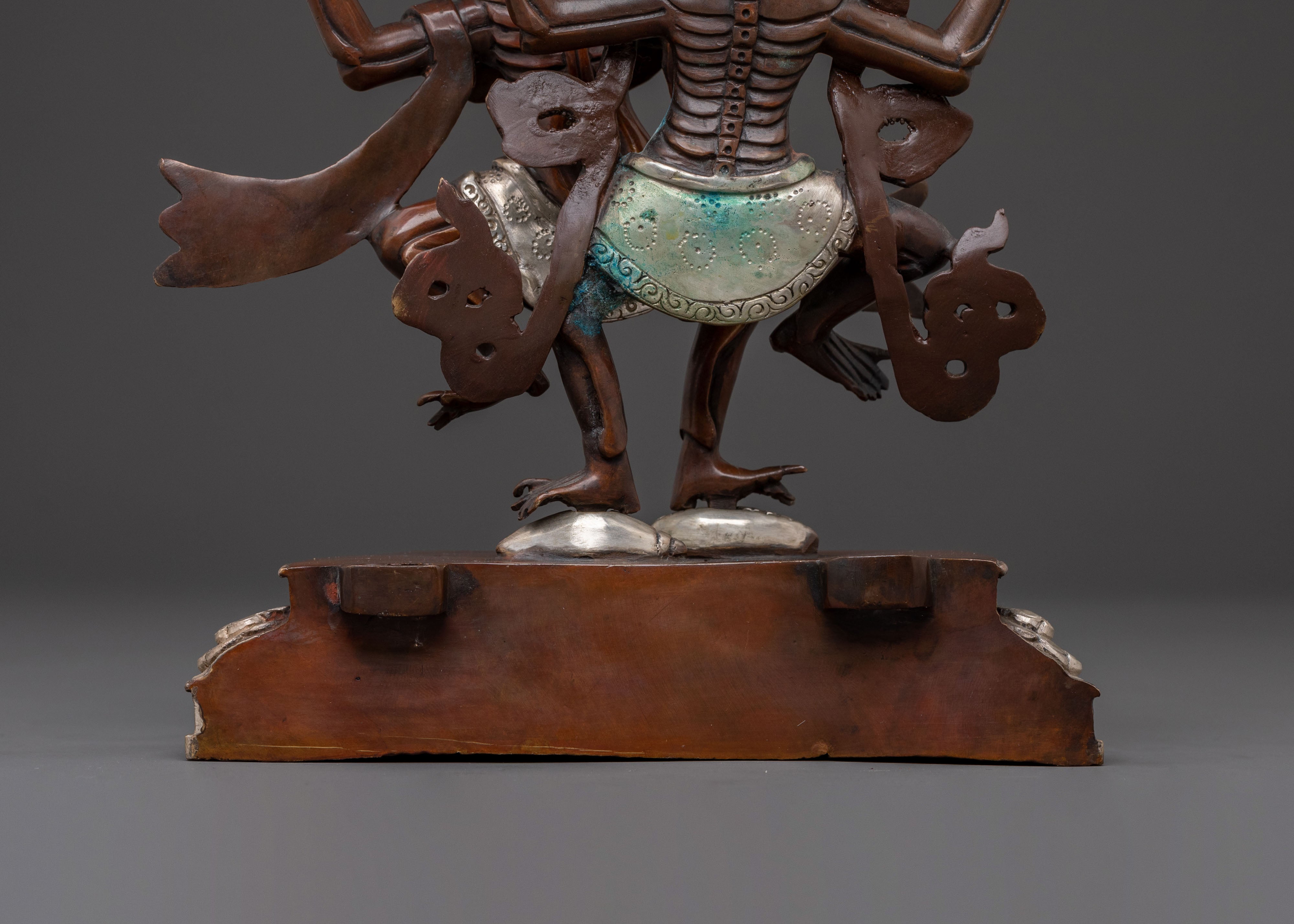 Chitipati Blessing Statue: Oxidized Copper & Silver Accents