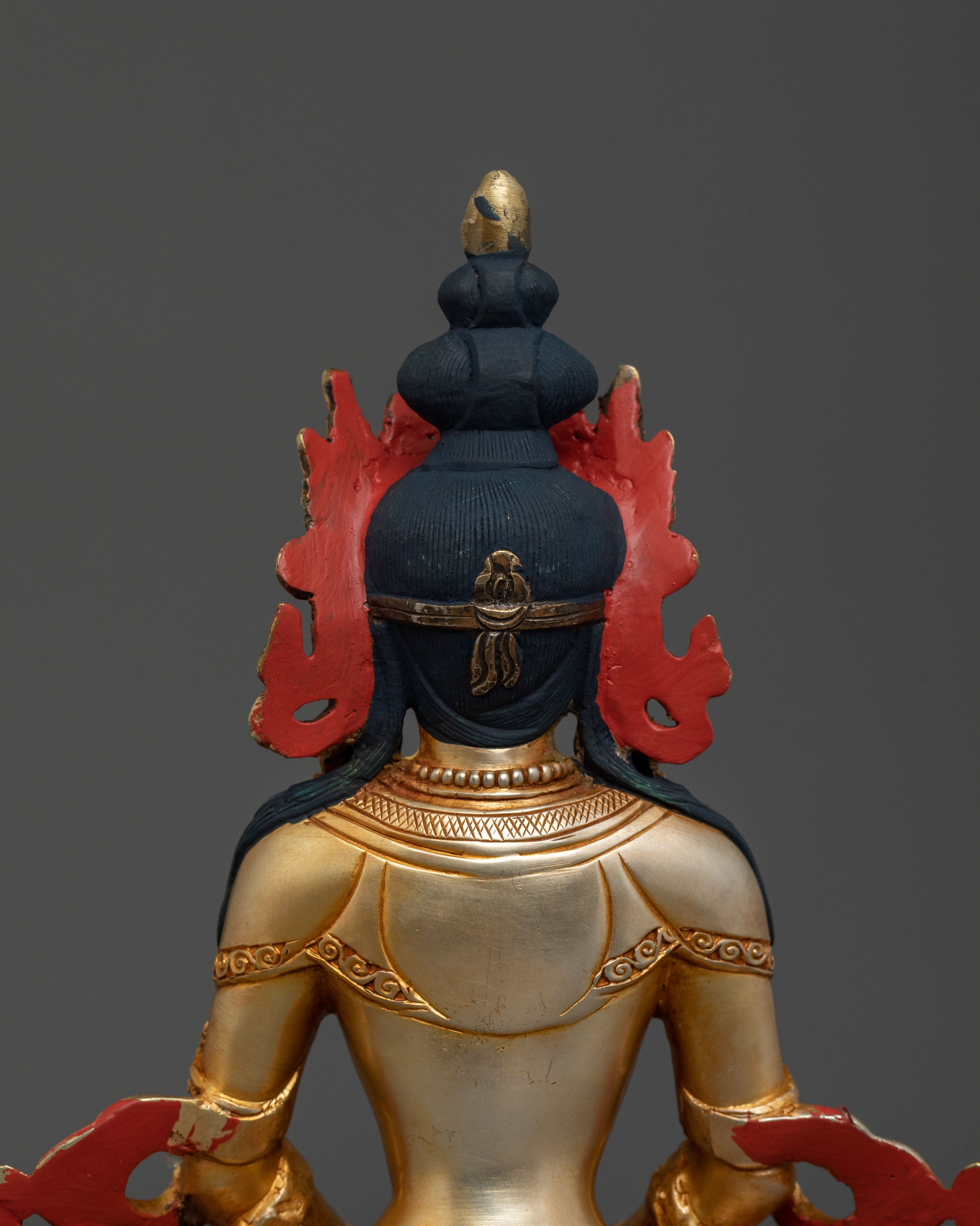 Long Life Deity Amitayus Statue – Serene Gilded Copper