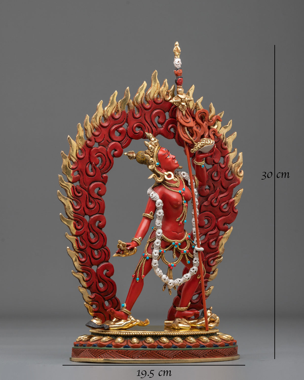 Copper Vajrayogini Statue with Gold and Acrylic Painting | Flame of Wisdom