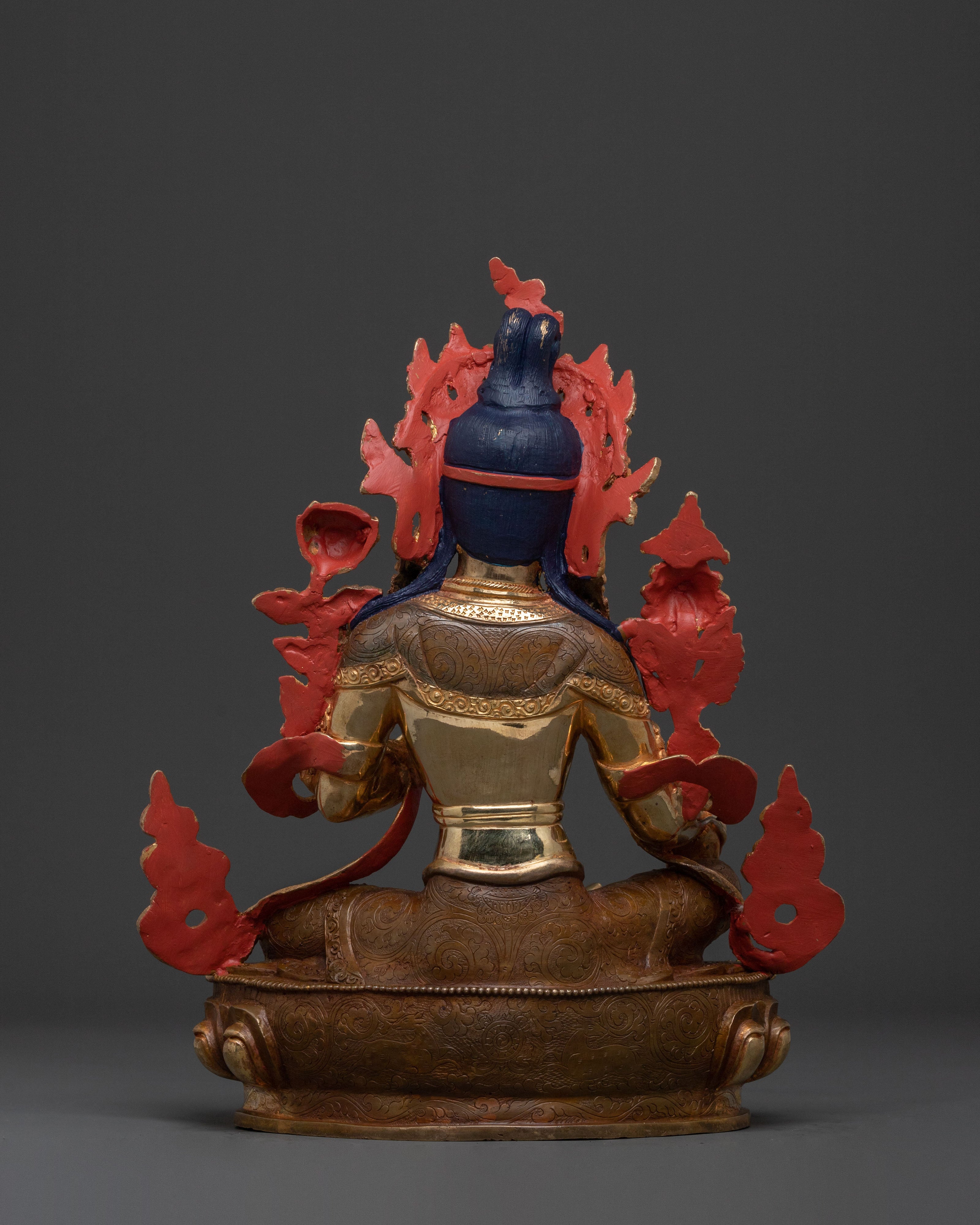 Green Tara Statue: 24K Gold Gilded Copper Sculpture
