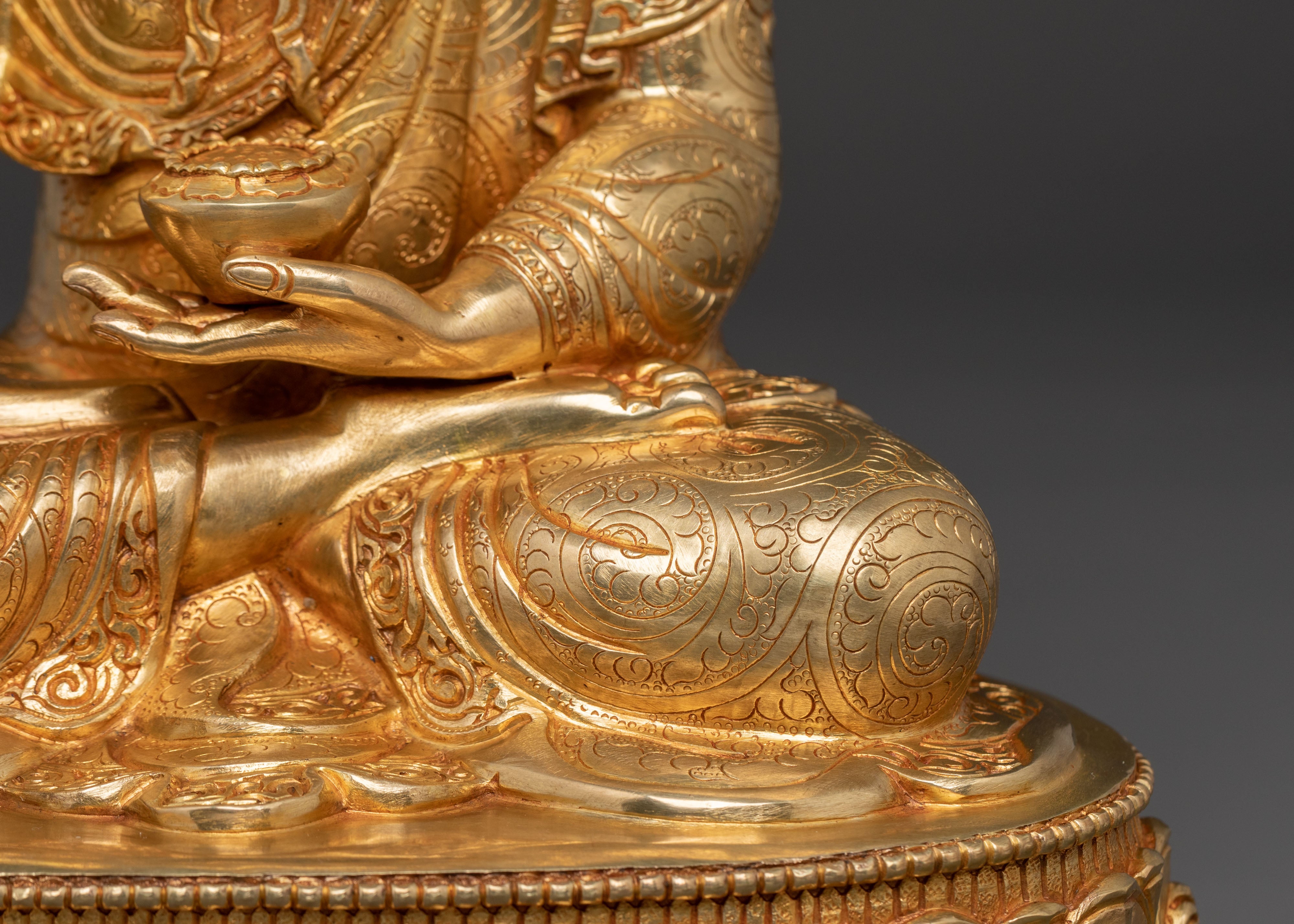 Handcrafted Shakyamuni Buddha Divine Statue - 24K Gold Gilded Statue
