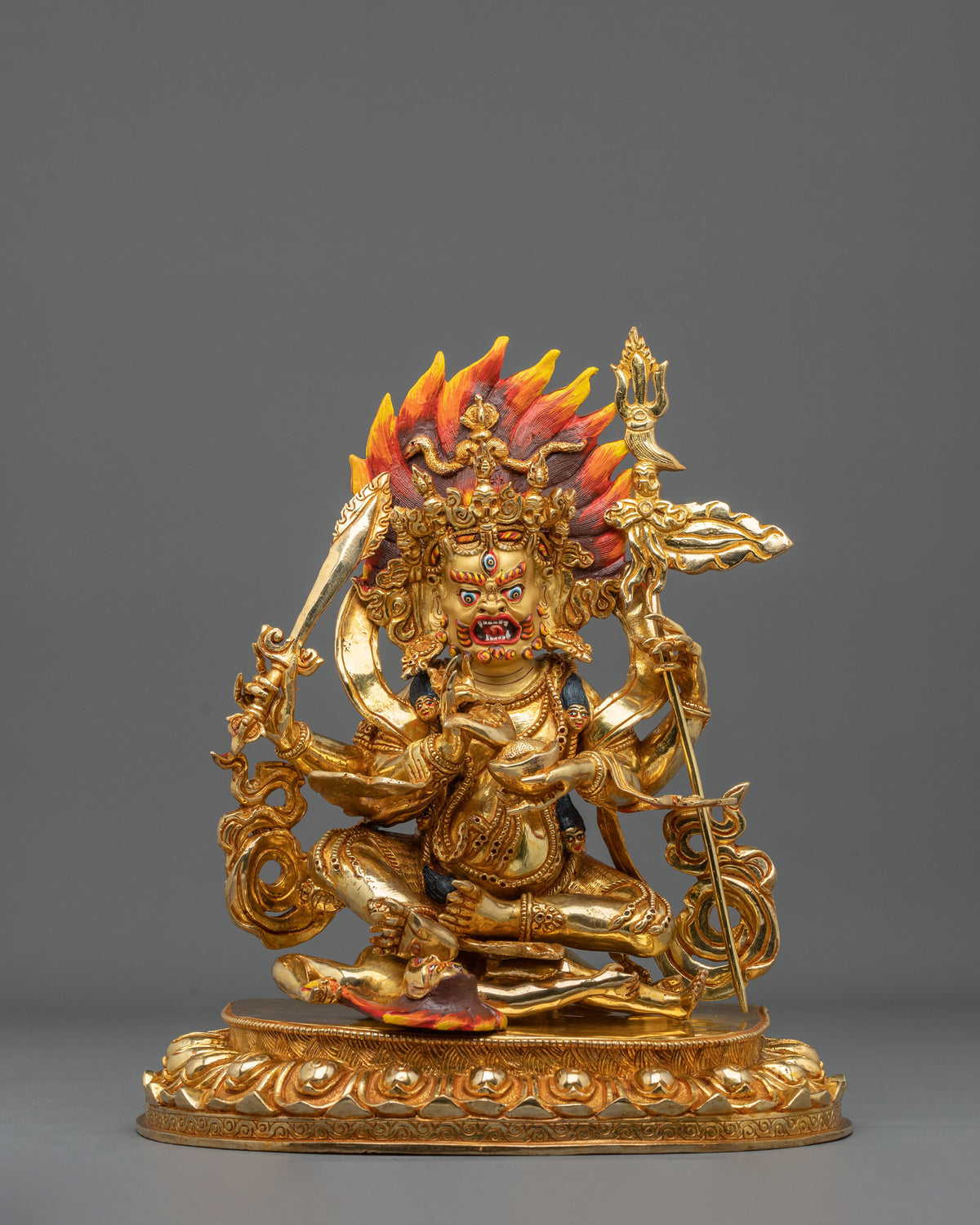 Four Armed Mahakala Statue | 34cm Copper Sculpture