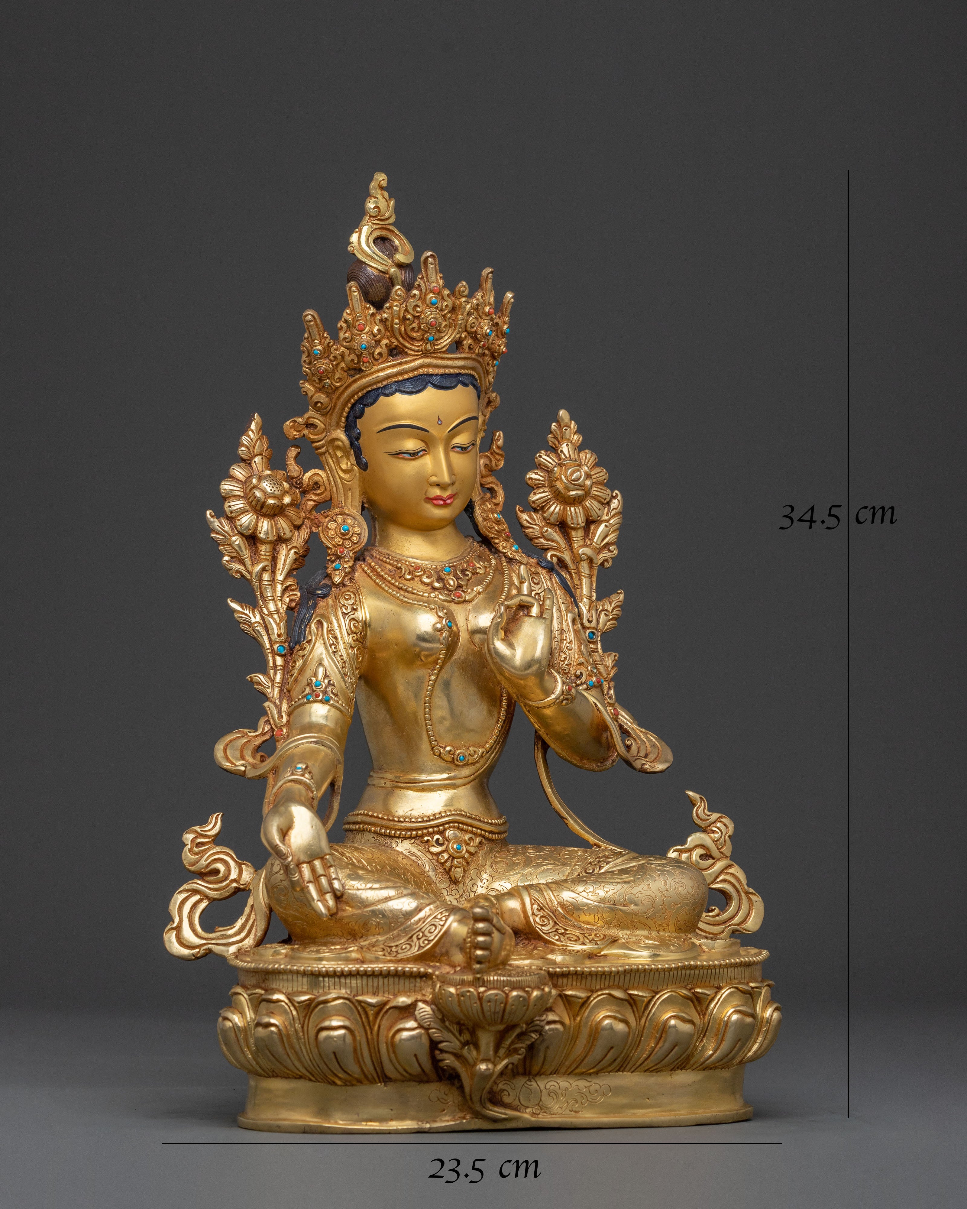 Protector Green Tara: 24K Gold Gilded Sculpture