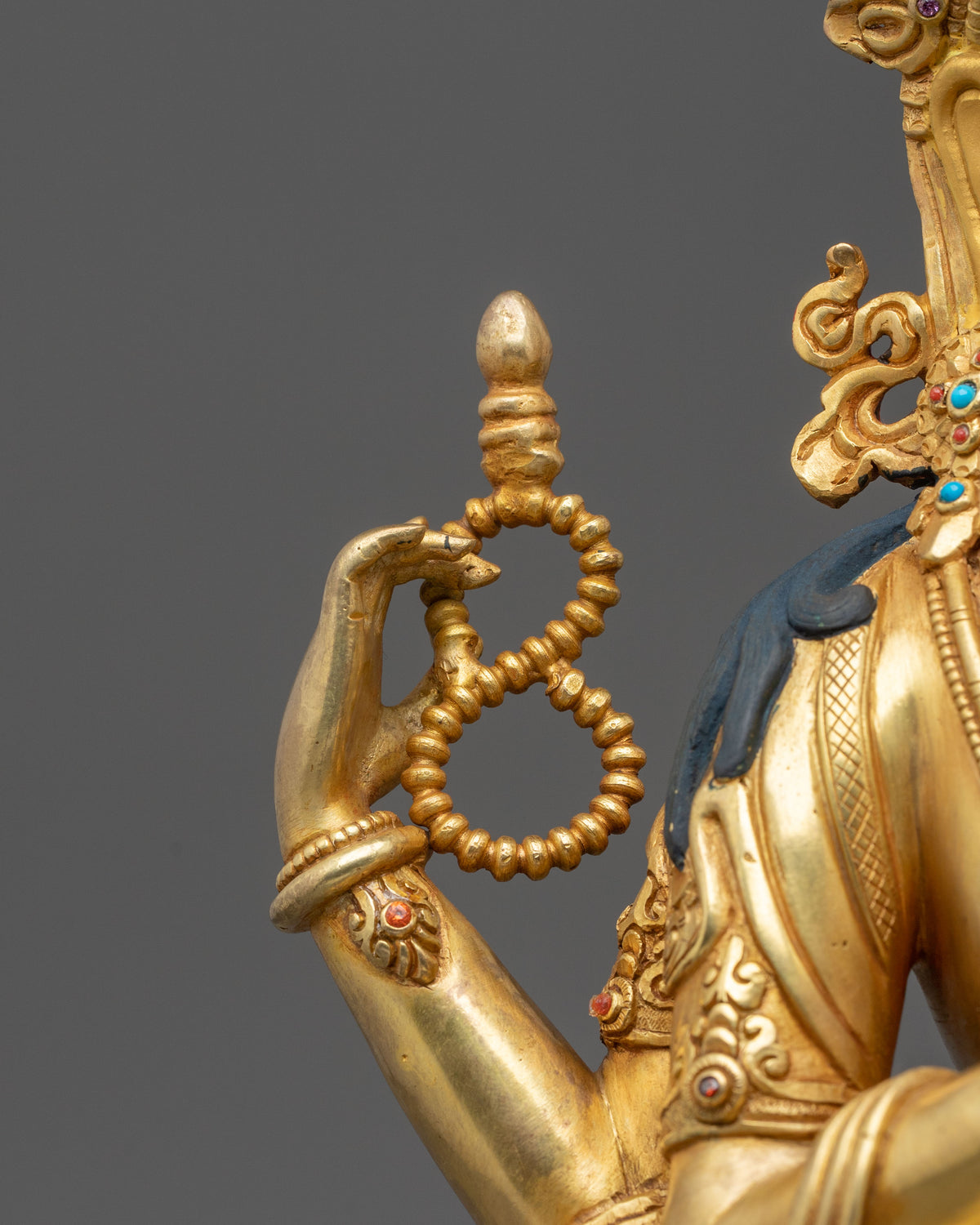 Handmade Chenrezig Copper Sculpture | 24K Gold Glided