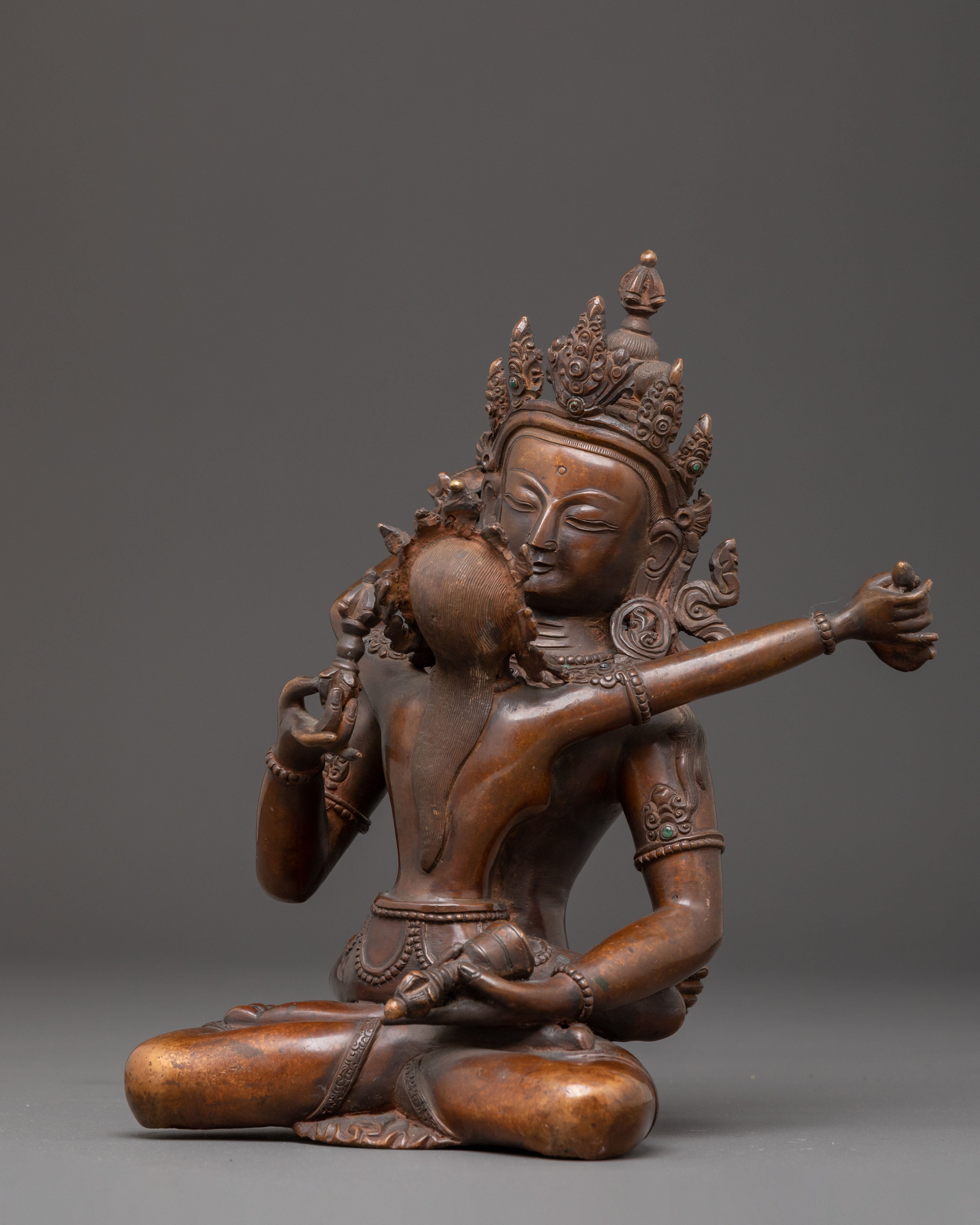Handmade Sacred Vajrasattva with Consort Statue | Tantric Deity