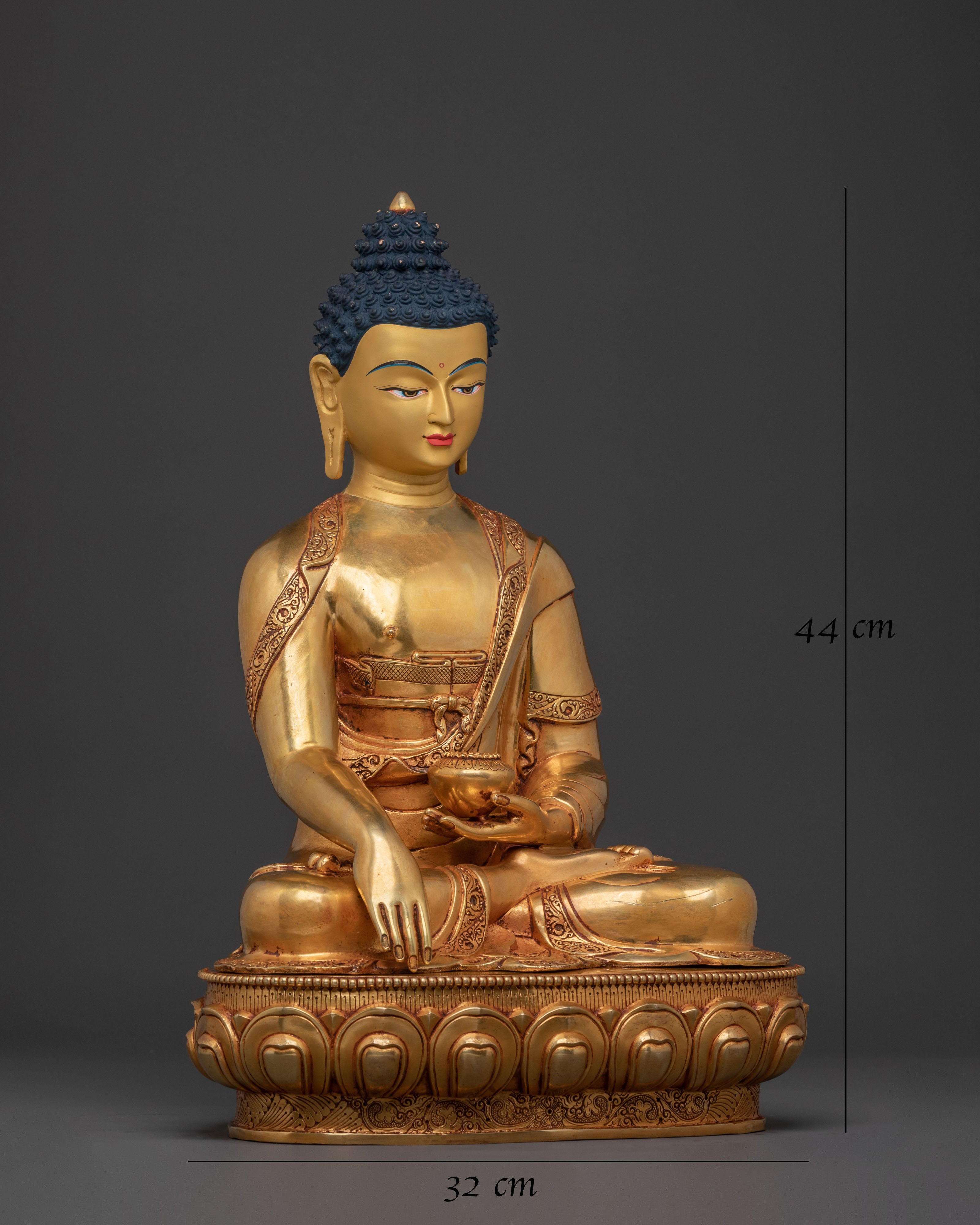 Shakyamuni Buddha Statue | 24K Gold Gilded Figure
