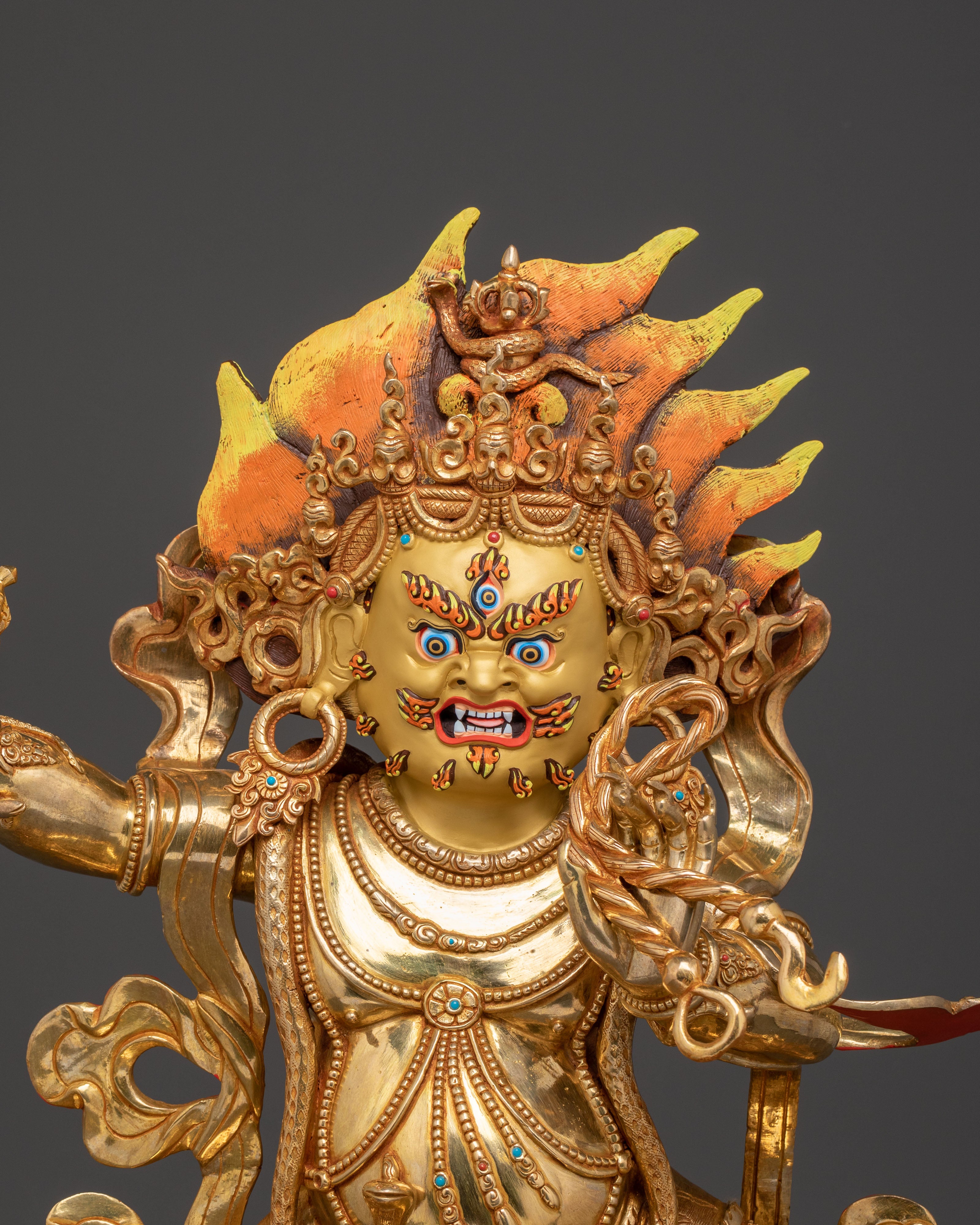 Vajrapani: Electrifying 24K Gold Gilded Sculpture