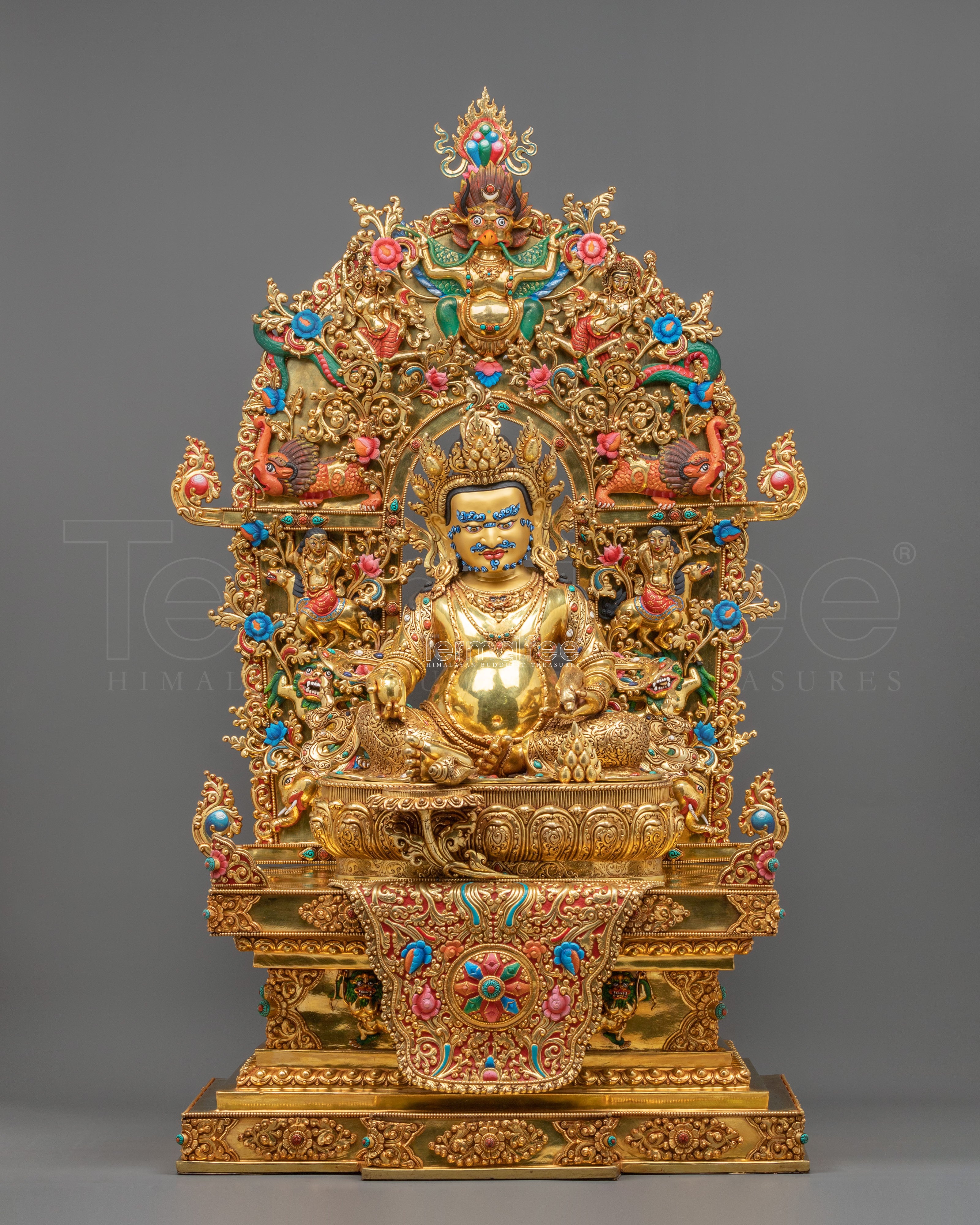 Dzambhala On Throne Statue 