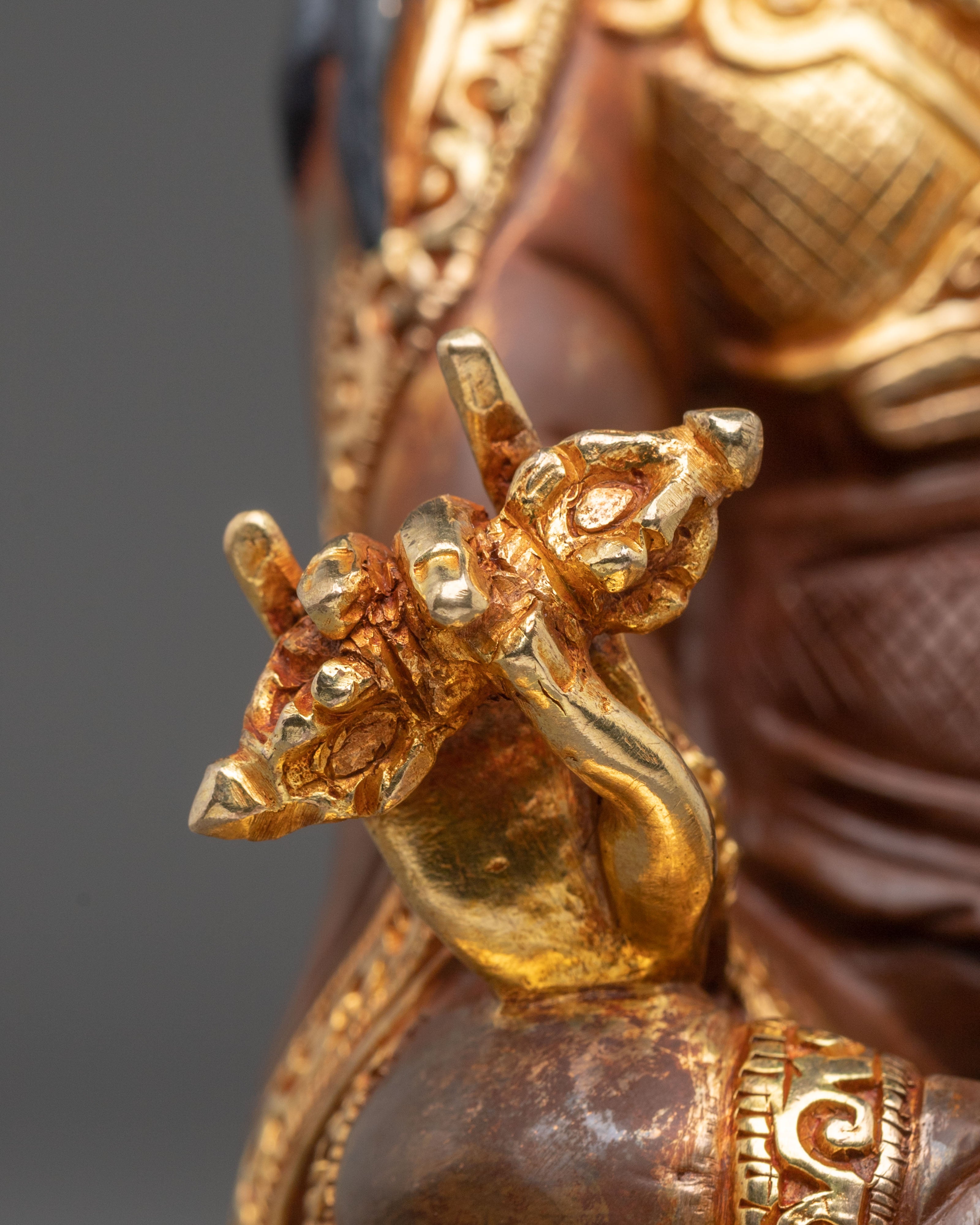 Guru Rinpoche Hand-Carved Statue | Buddhist Altar Decor