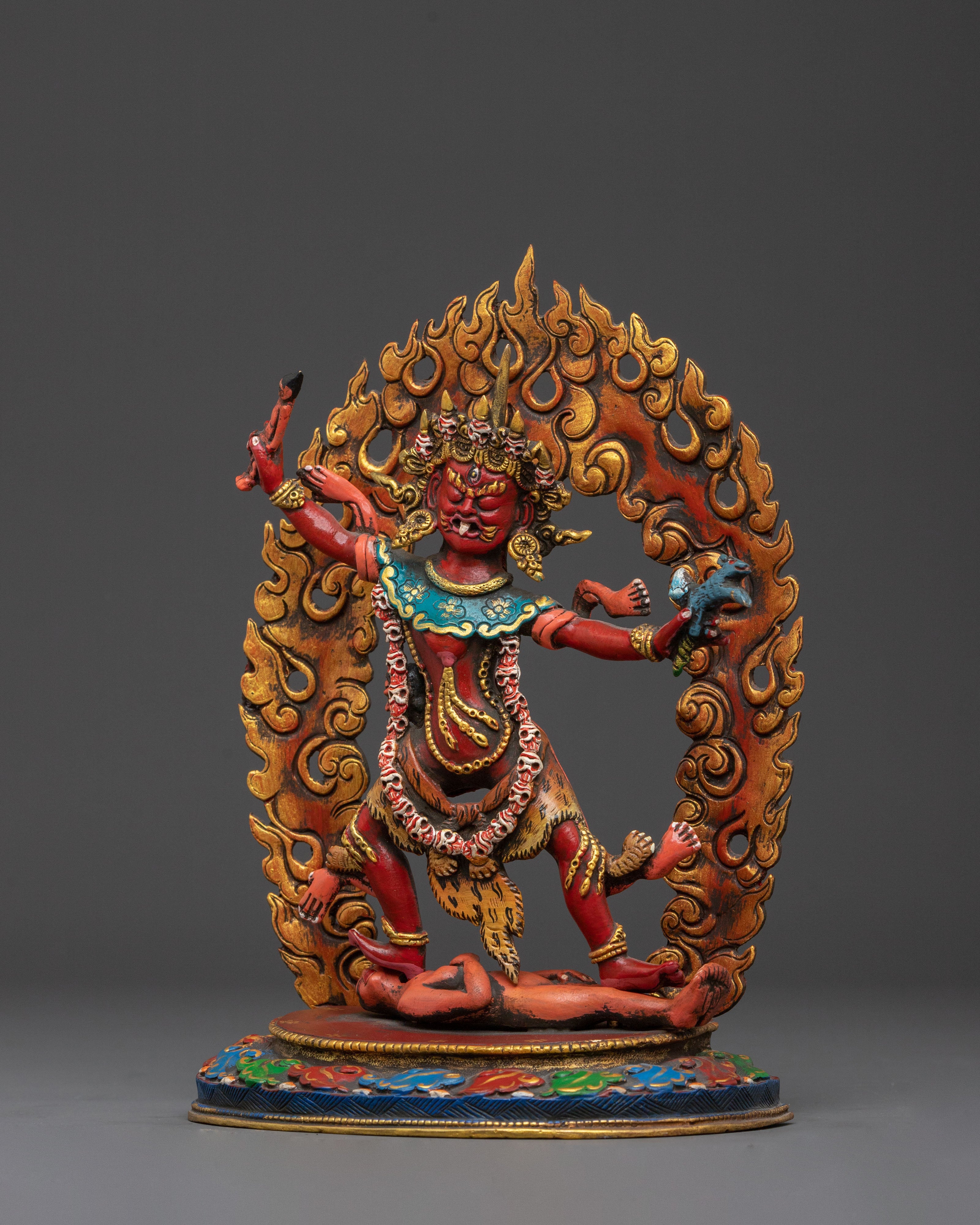 Ekajati Statue: Gold & Acrylic Painted Devotional Figurine