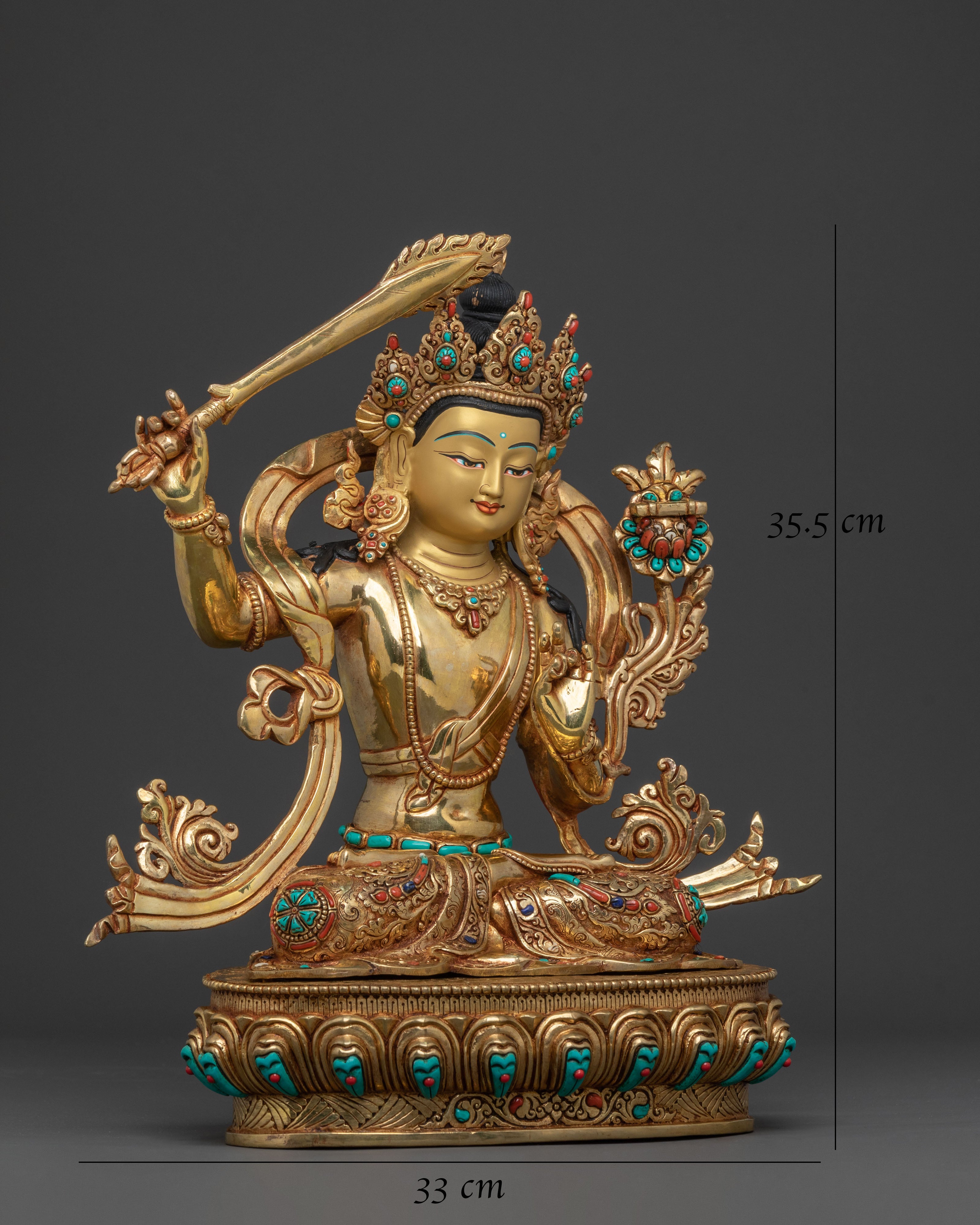 Manjushri Statue | Wisdom Figurine with Copper Body