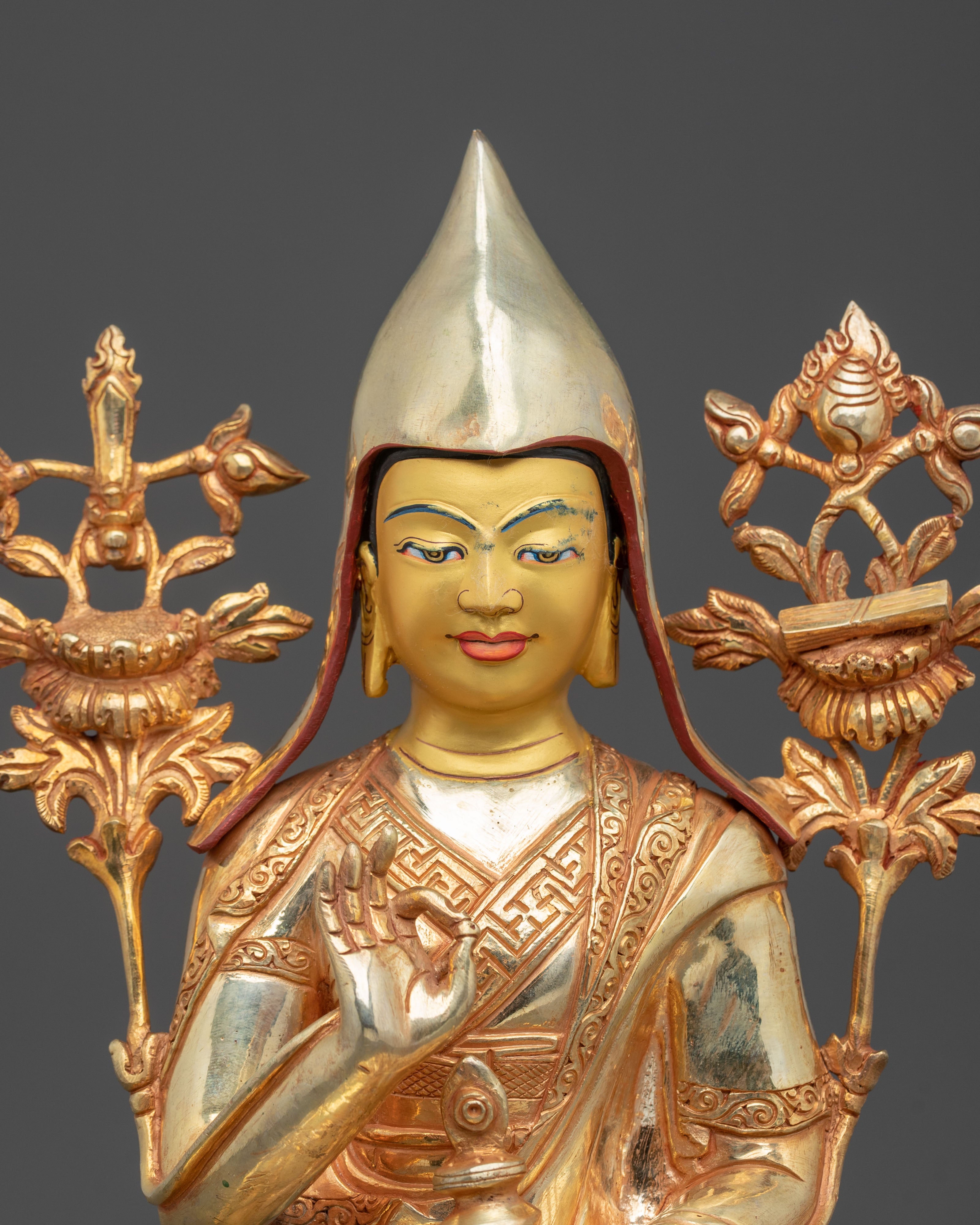 Tsongkhapa Golden Sculpture | Tibetan Buddhist Master