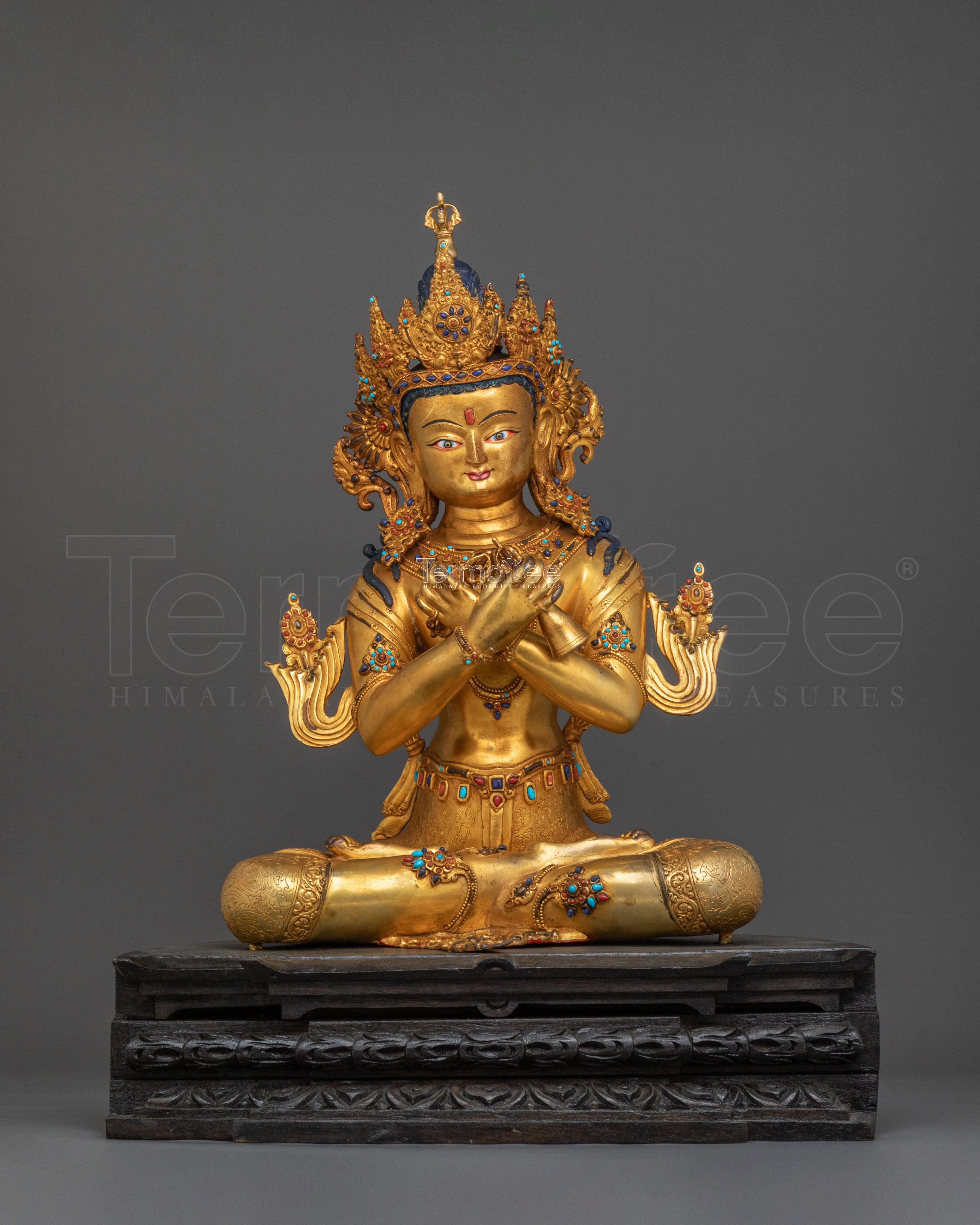 24k Gold Gilded Vajradhara Statue |  Primordial Buddha of Vajrayana Buddhism