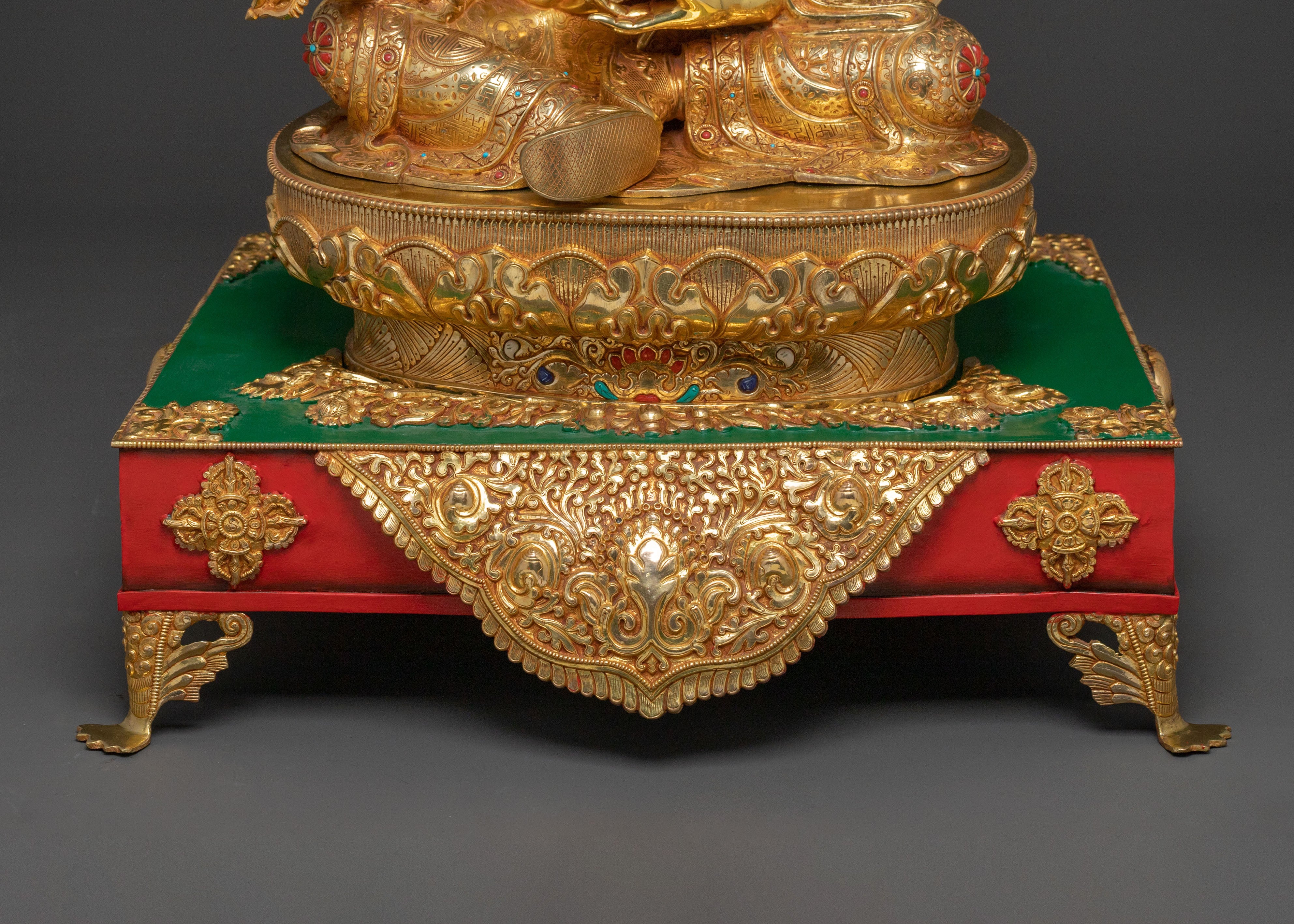 Guru Rinpoche Sacred Statue on Throne | Altar Decor Sculpture