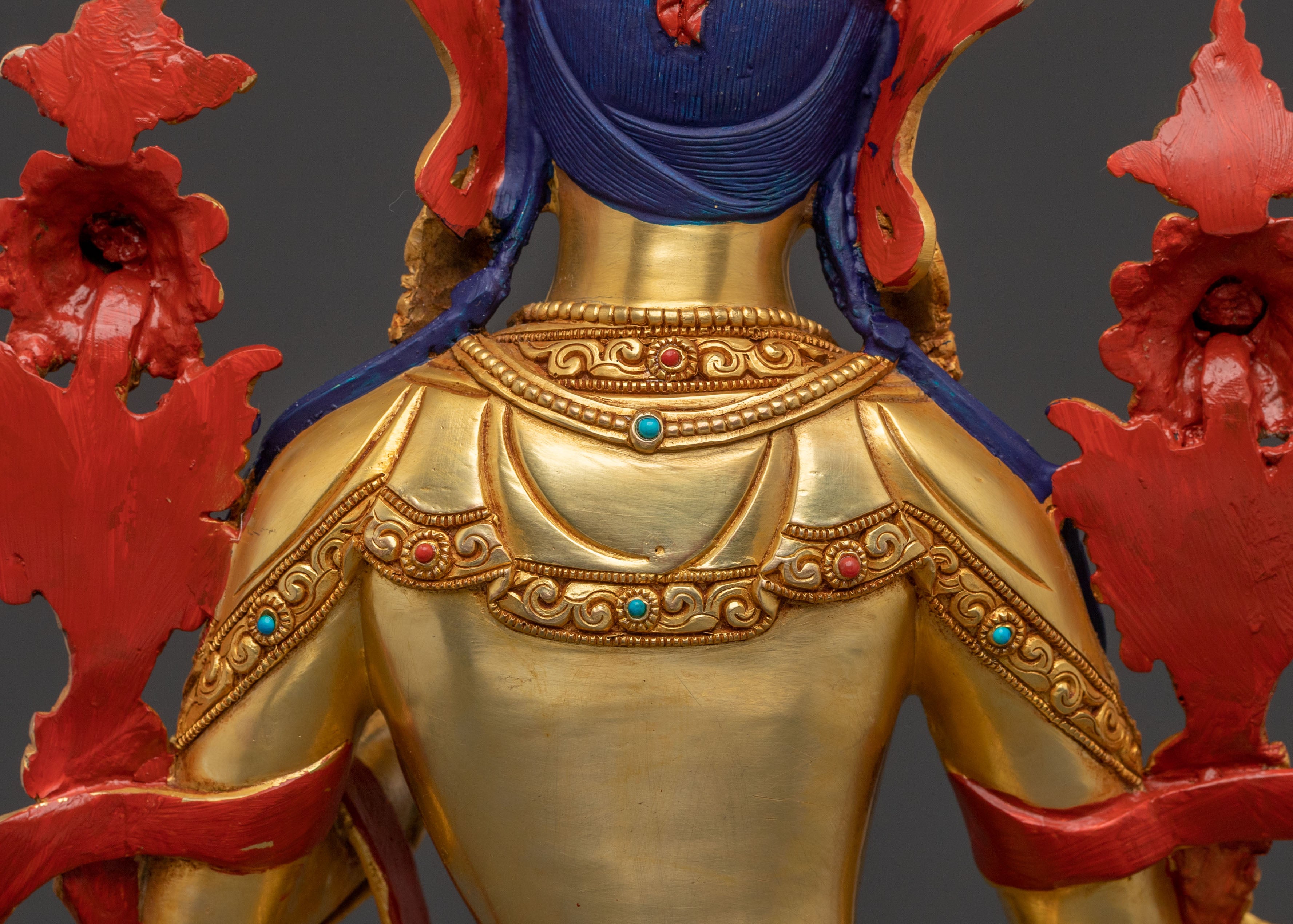 Sacred White Tara Figure | 24K Gold Gilded Statue