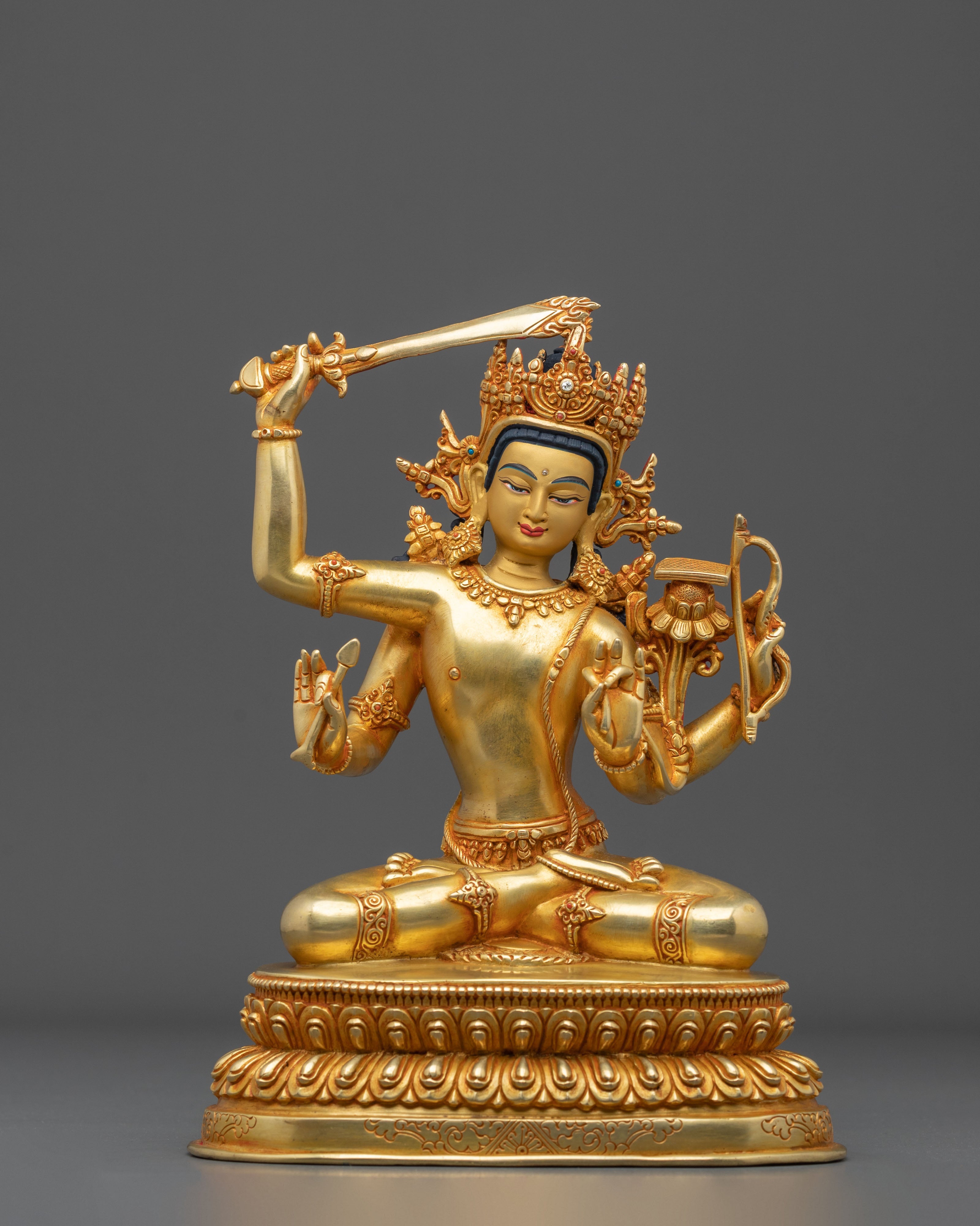 Maha Manjushri Flaming Sword Statue | Symbol of Transcendent Wisdom