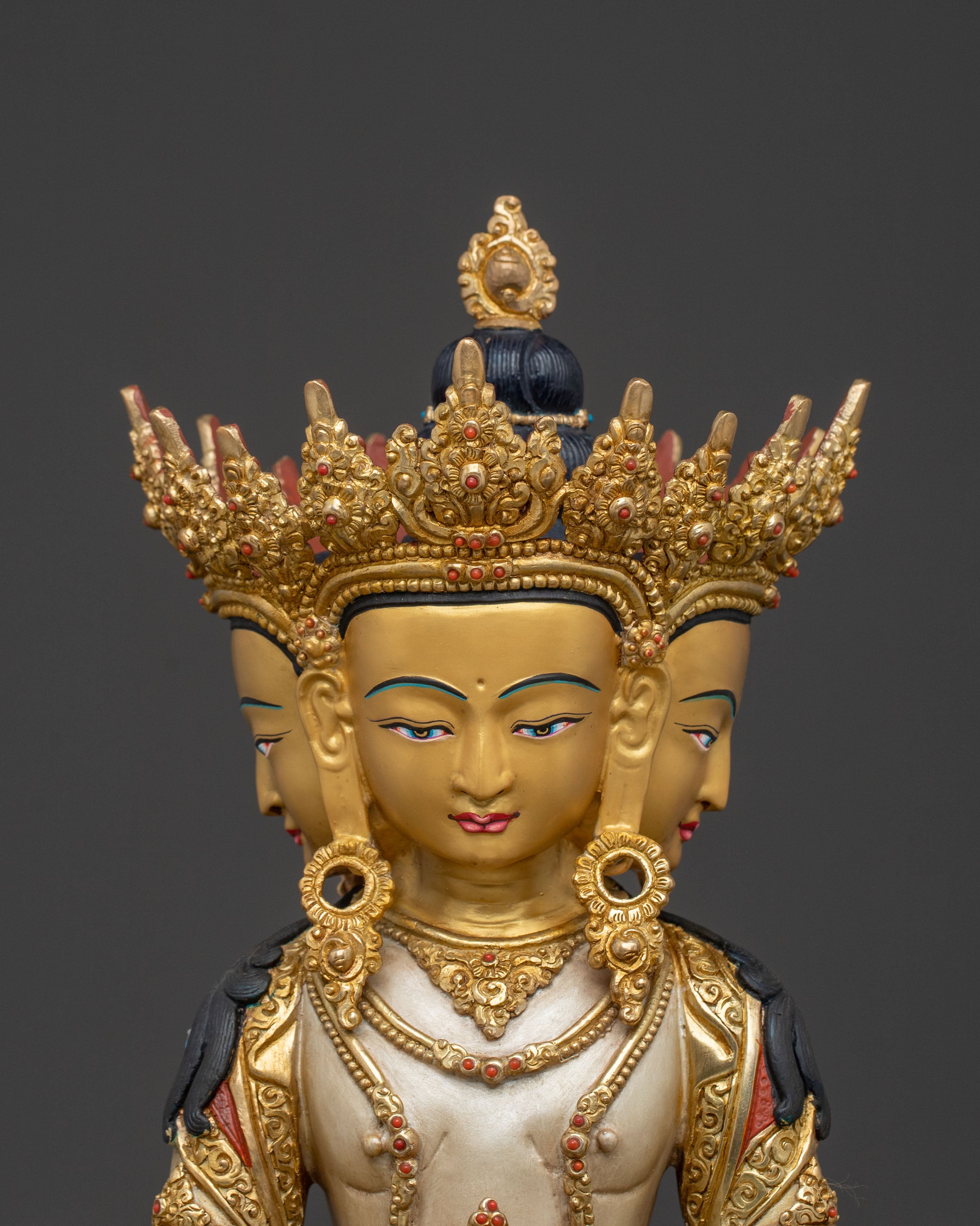 Handcrafted Vairocana Statue – 24K Gilded Copper
