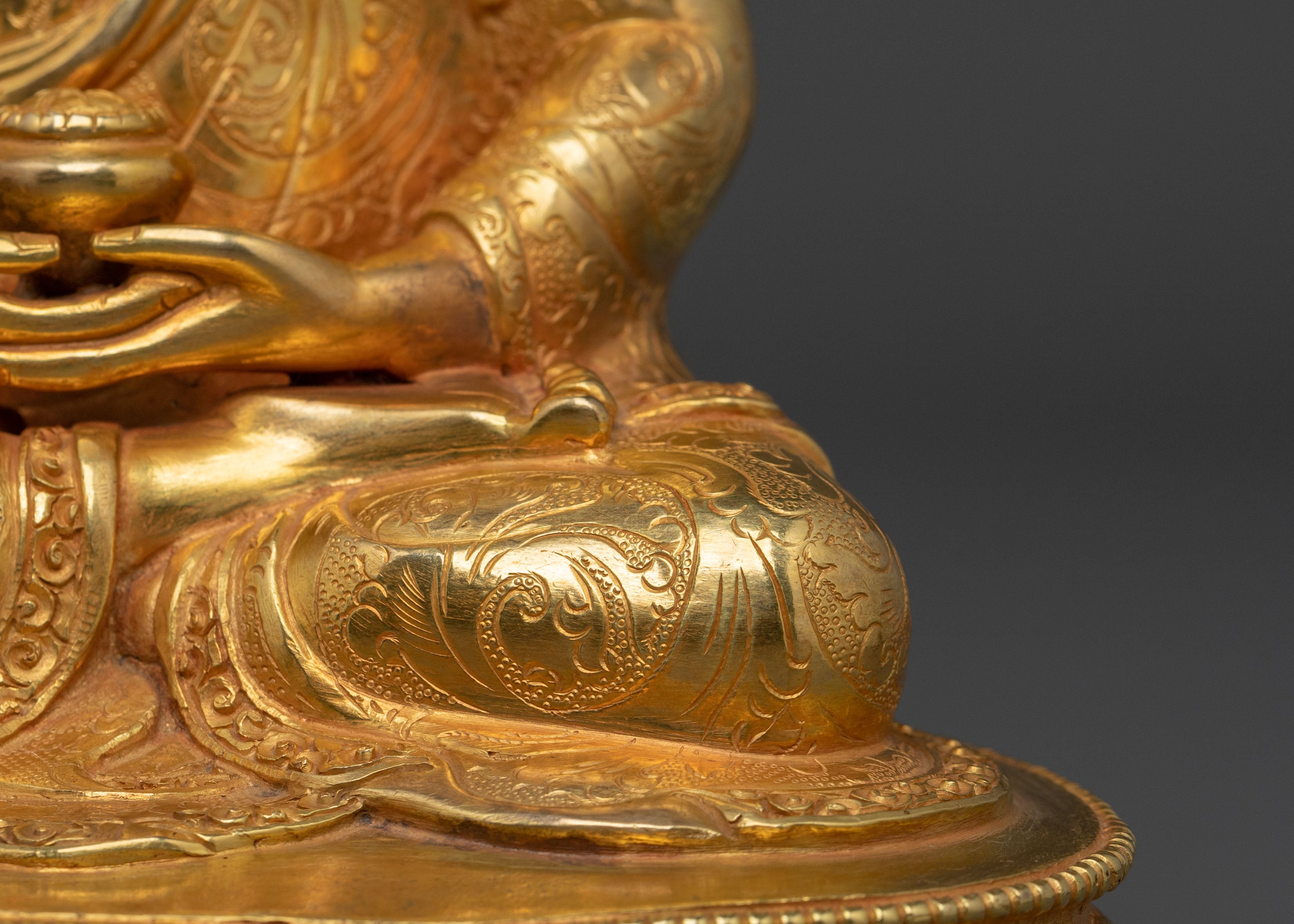 Amitabha Buddha Blessing Sculpture - 24K Gold Gilded