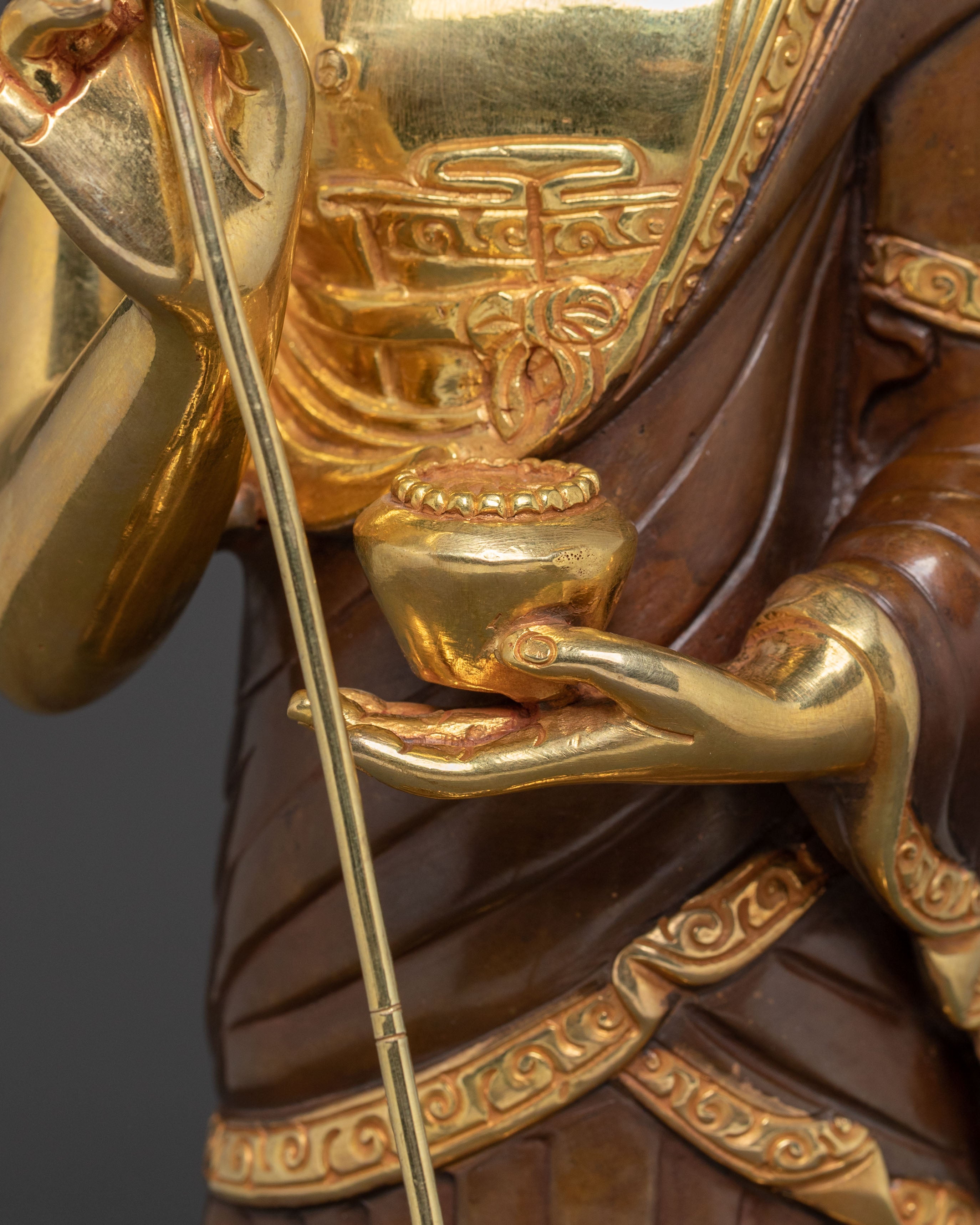 Handcrafted Shakyamuni Buddha Statue with Disciples | 24K Gold Gilded Art