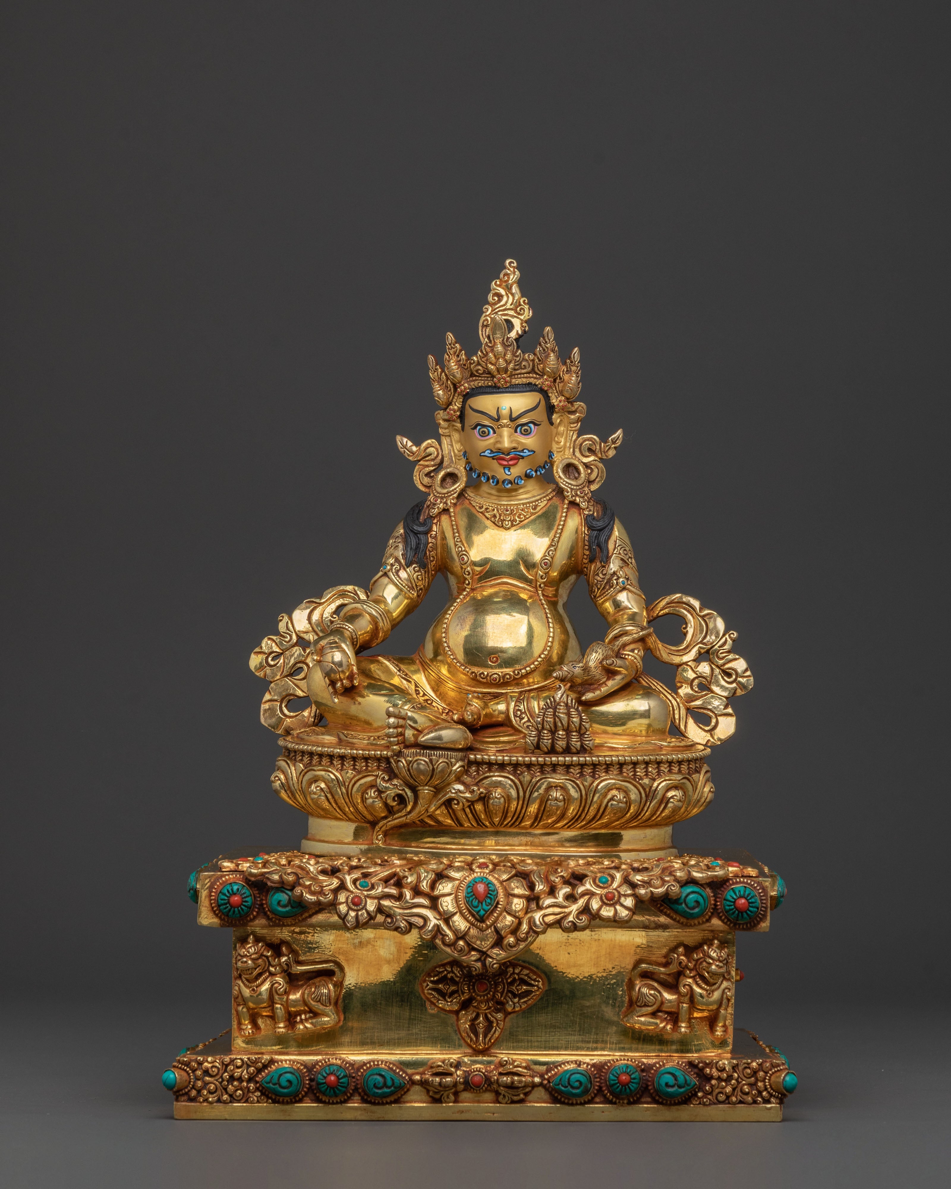Dzambhala Ritual Statue on Throne | Wealth God