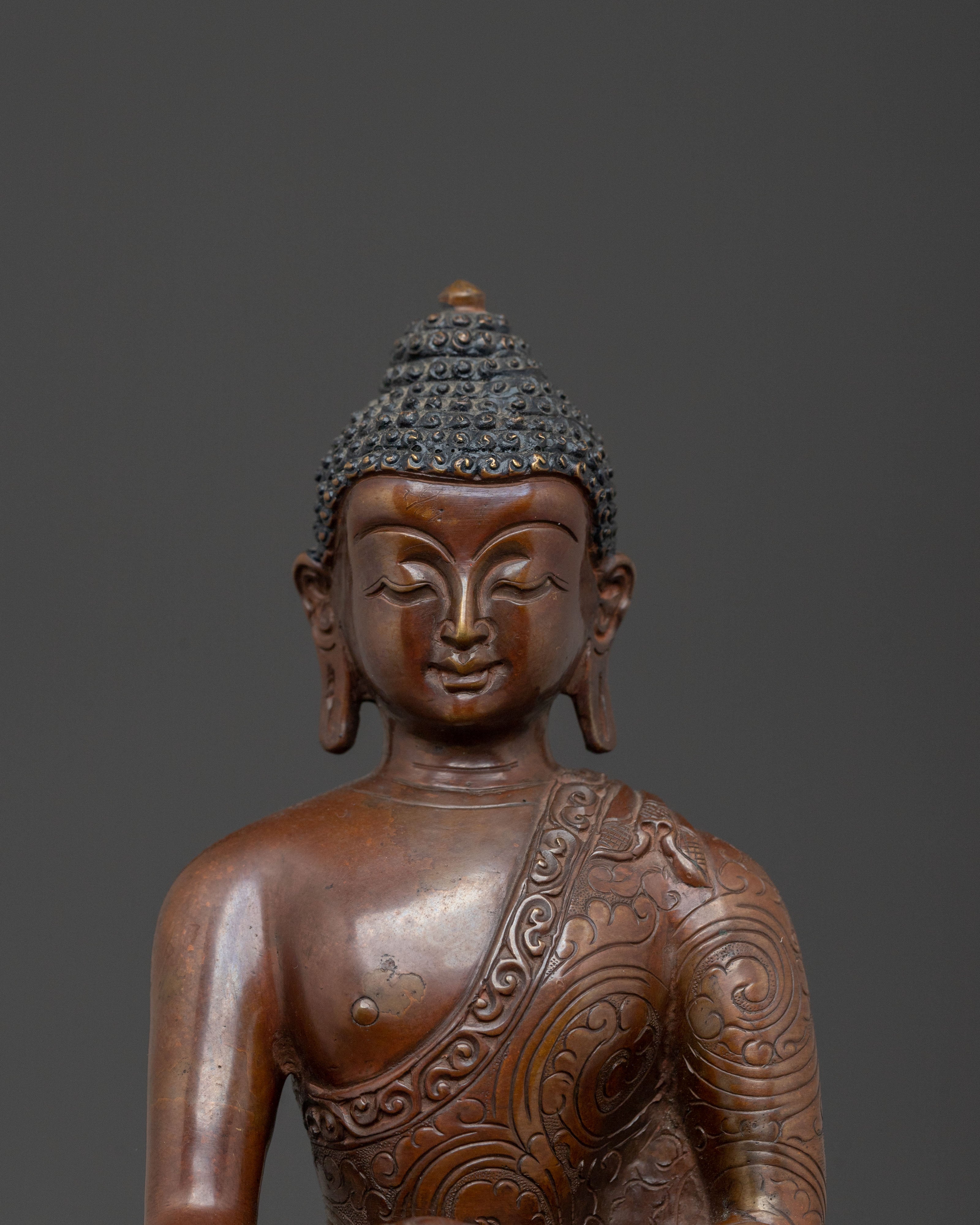 Shakyamuni Buddha Statue | Oxidized Copper Figure