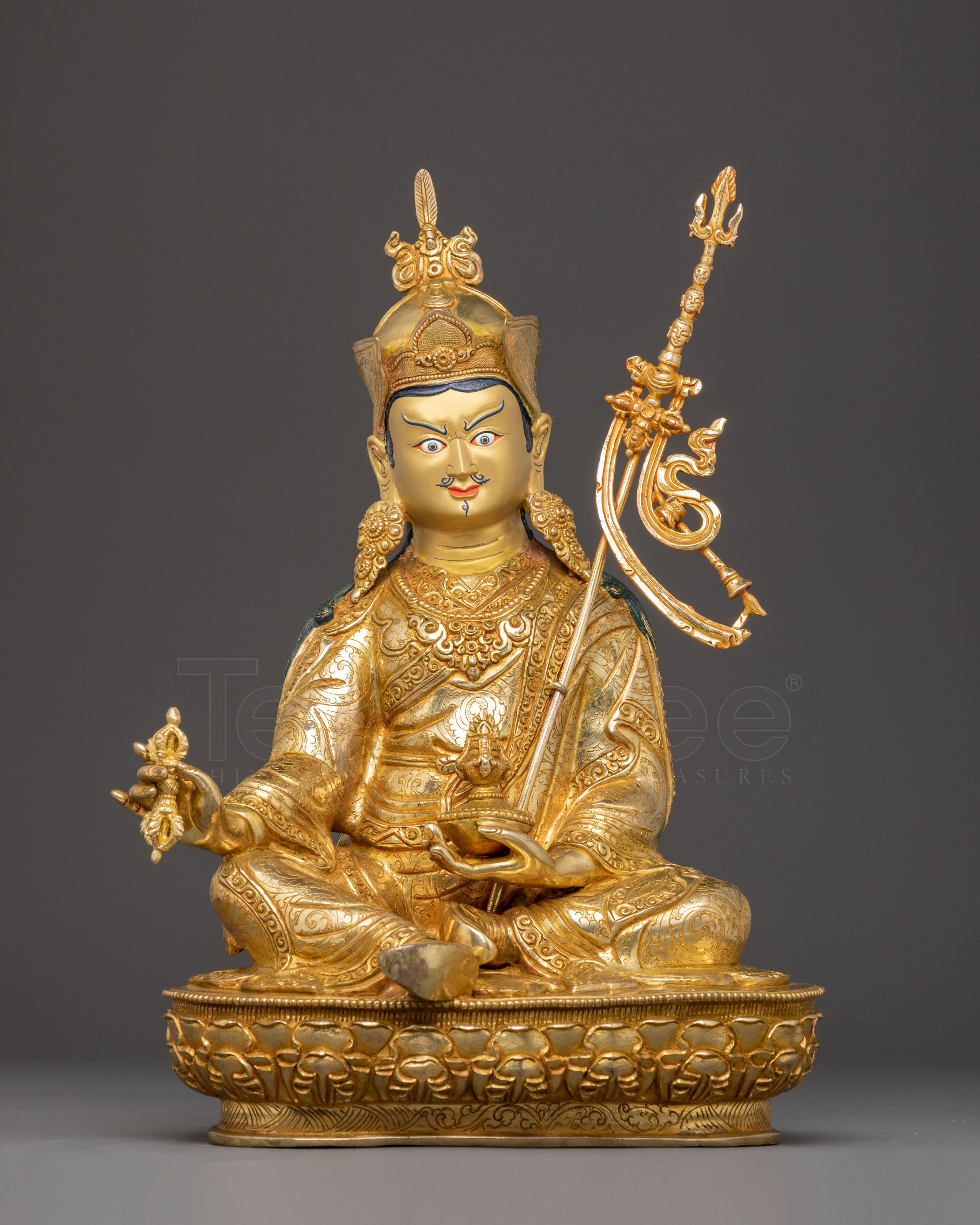 Golden Guru Rinpoche Handcrafted Statue 
