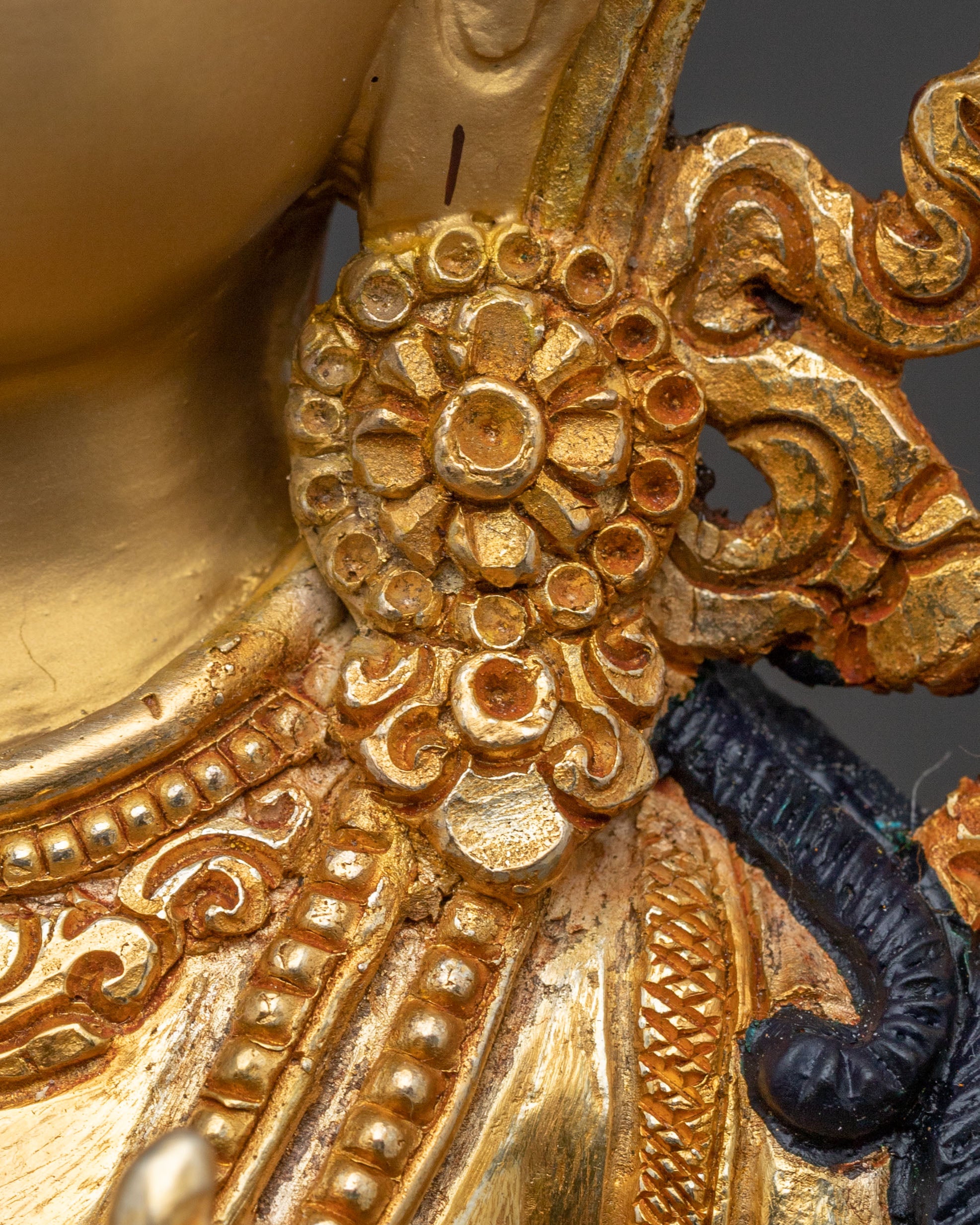 Gold Electroplated Manjushri Sculpture: Radiant Wisdom Artistry