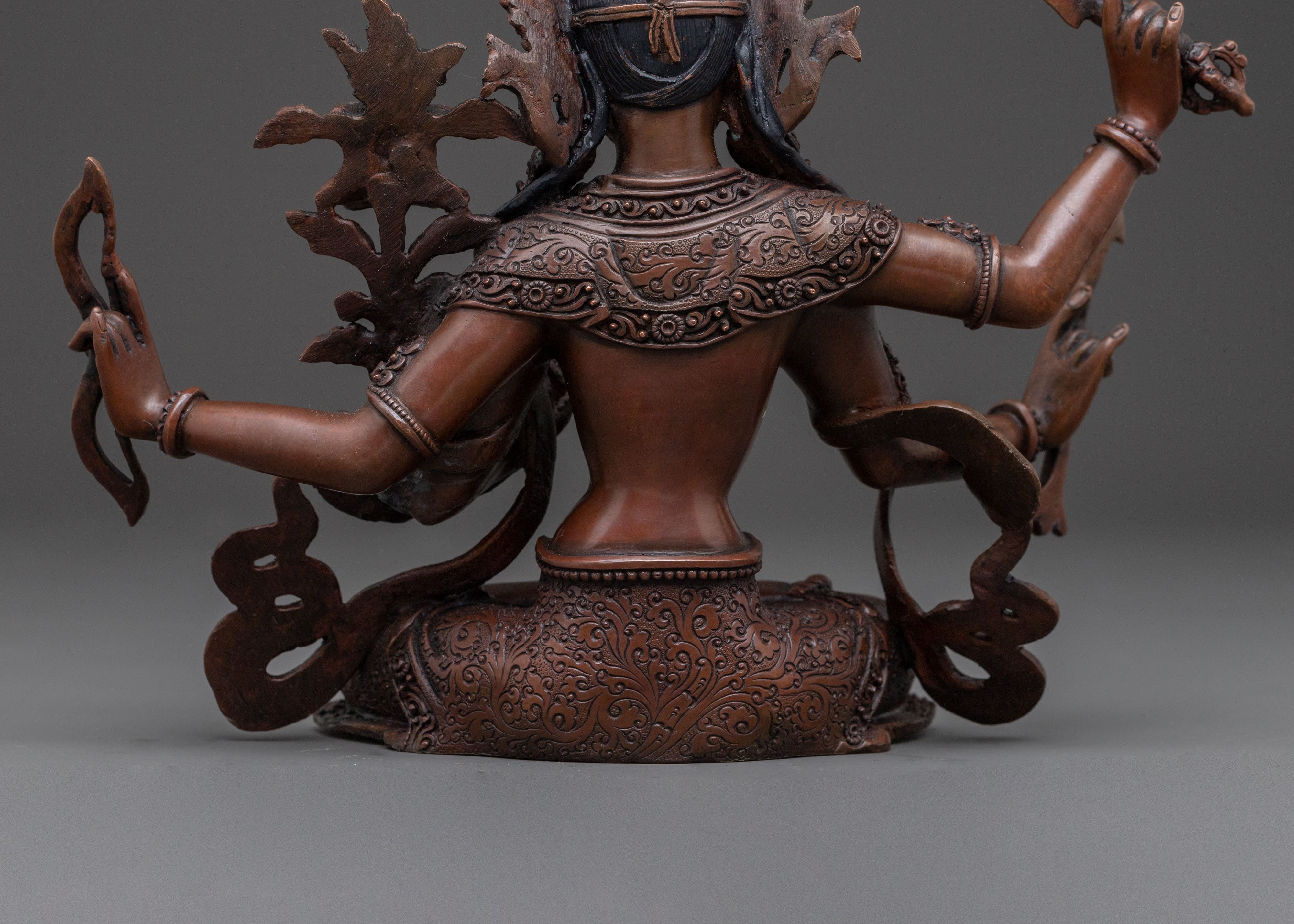 Maha Manjushri Statue – Oxidized Copper Art