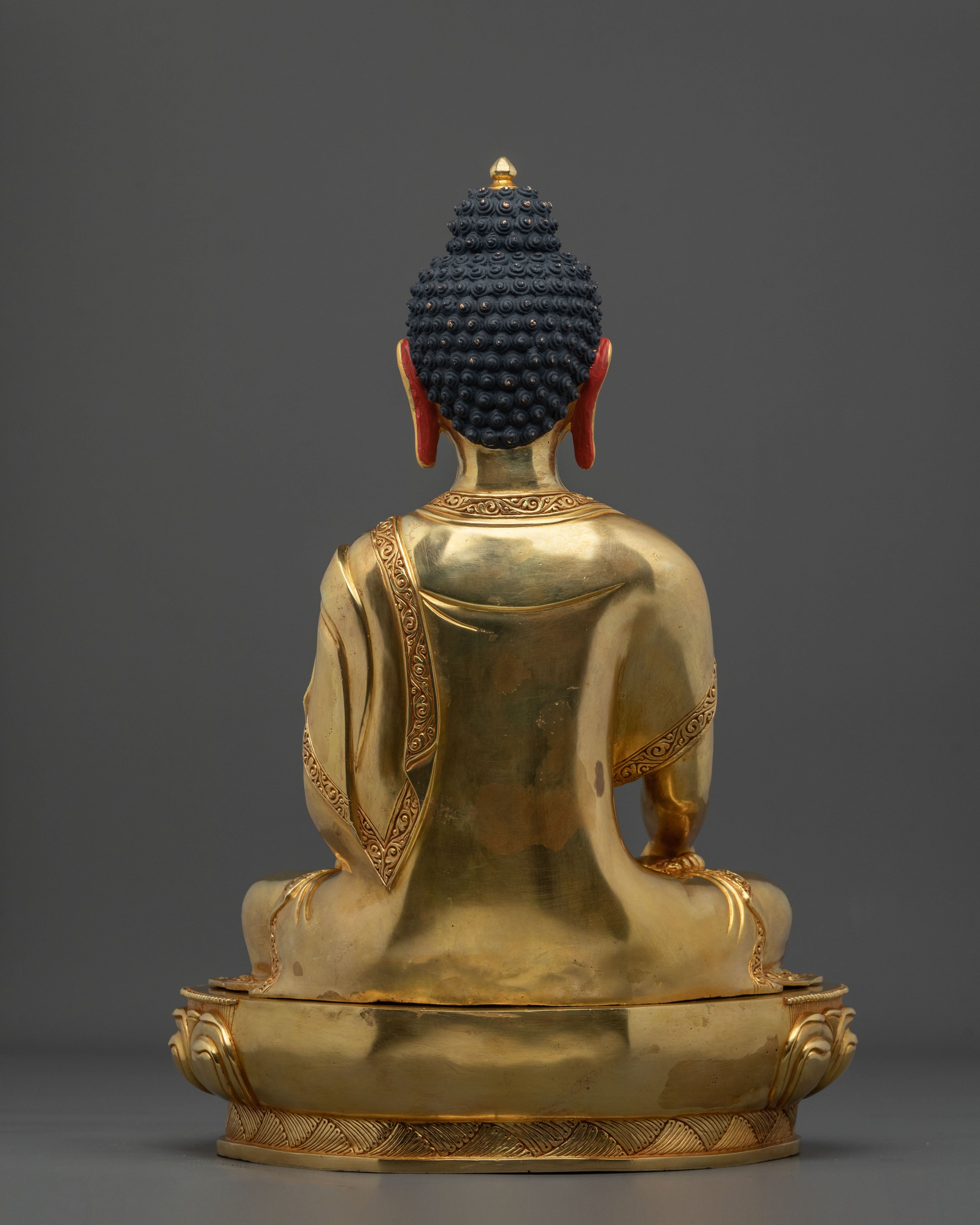 Shakyamuni Buddha Sacred Dharma Altar Figurine - 24K Gilded Copper