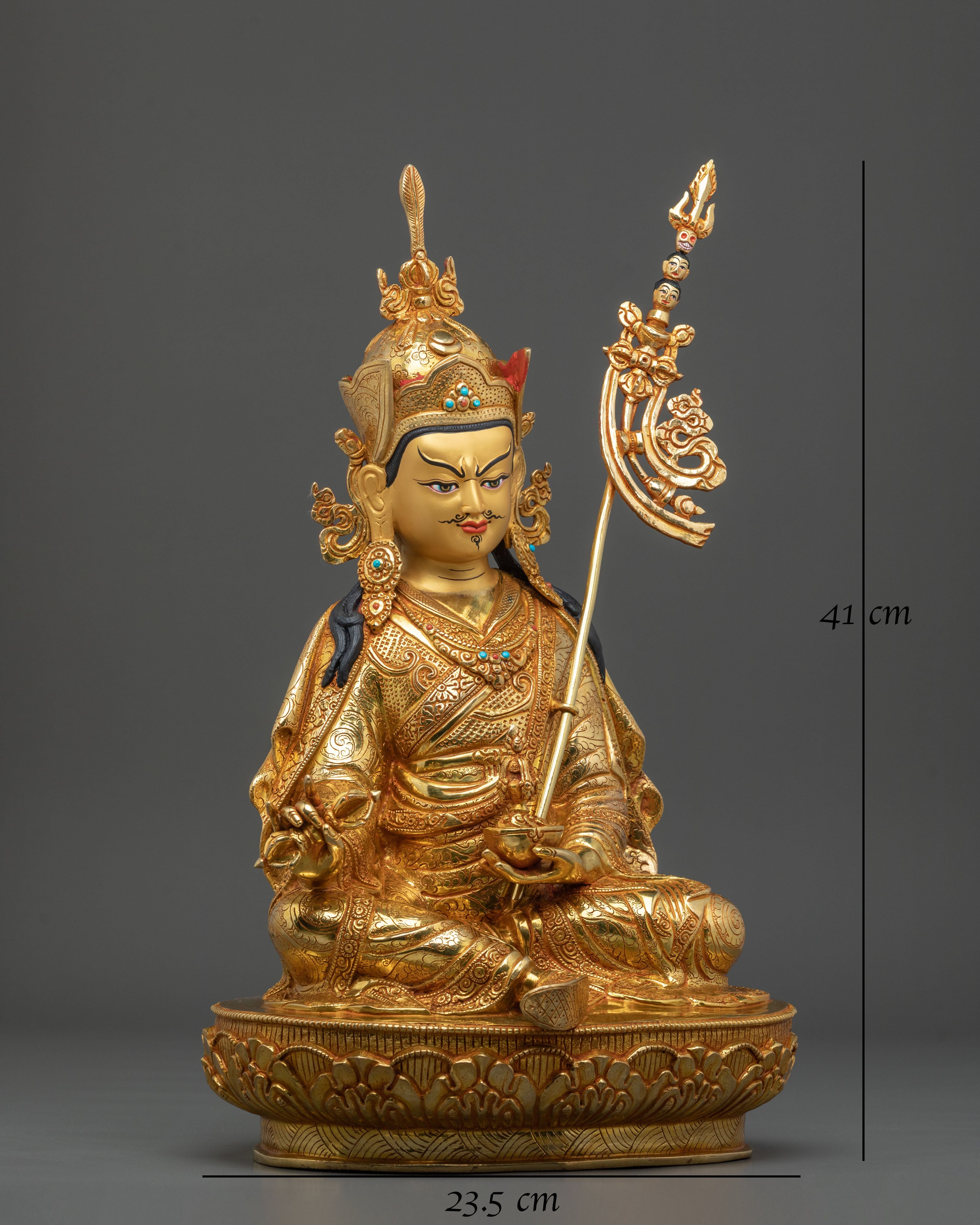 Handmade Guru Rinpoche Sacred Figurine | 24K Gold Gilded