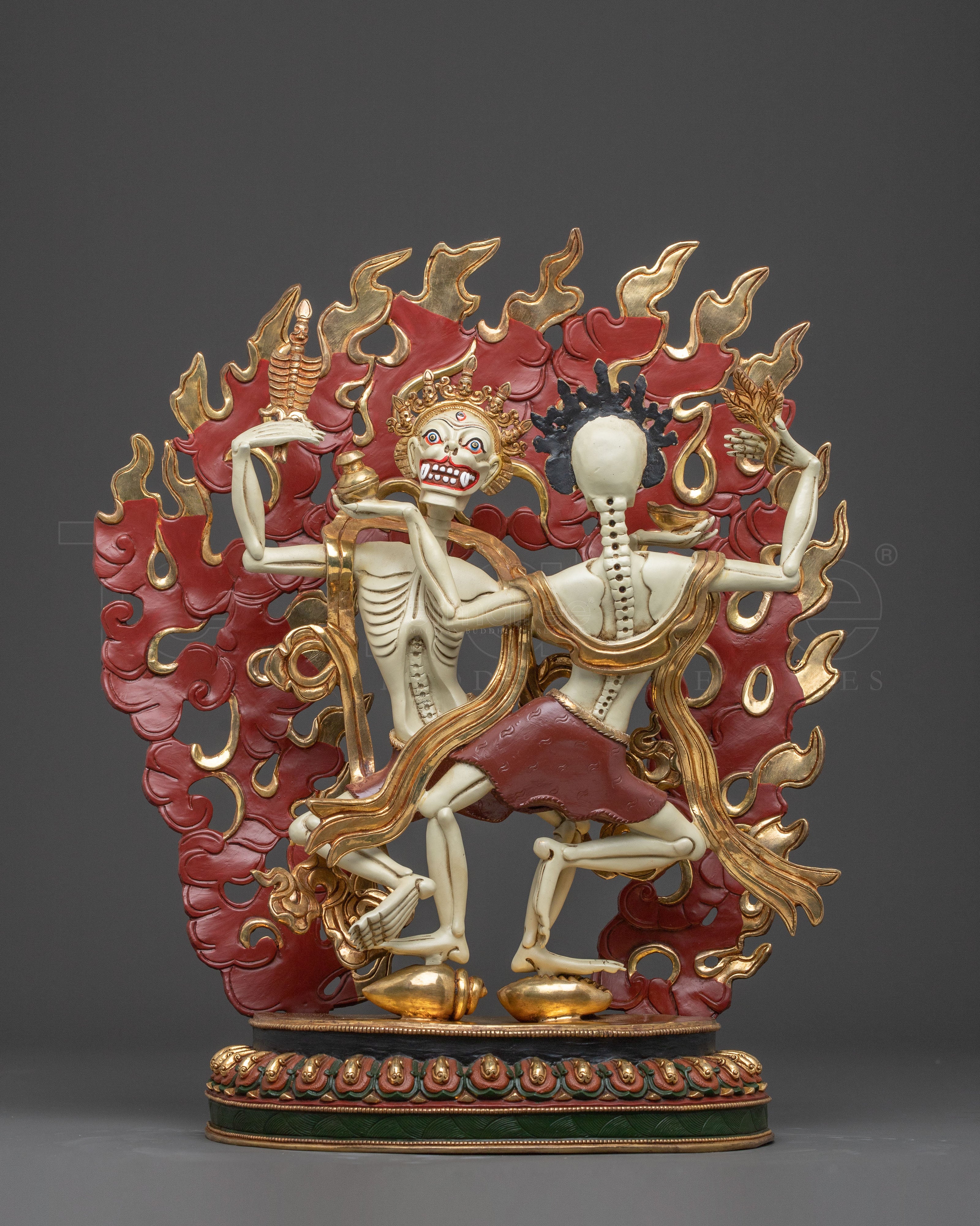 Copper Chitipati Statue - Hand-Gilded Masterpiece