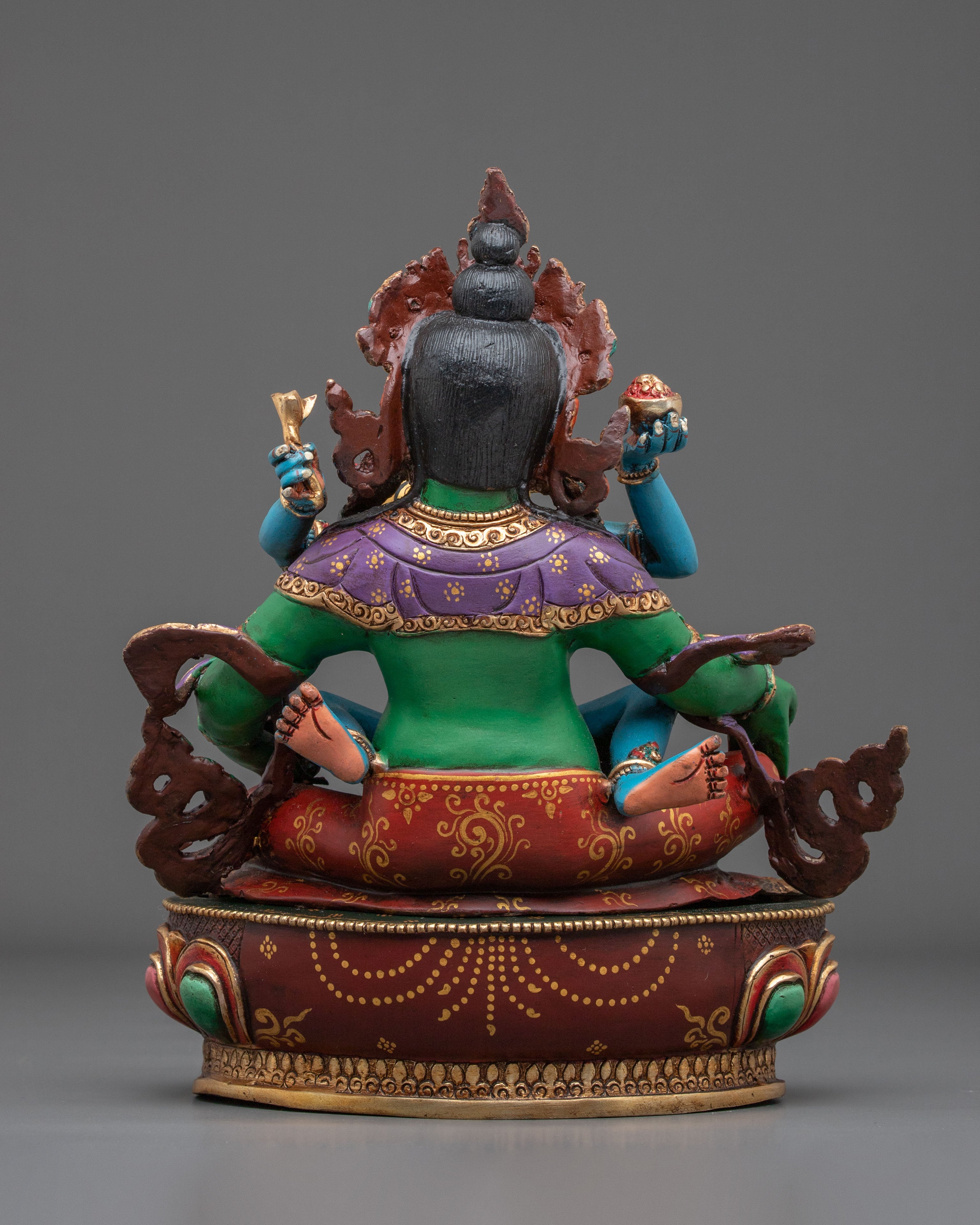 Green Dzambhala Statue | Copper Figurine of Wealth Deity