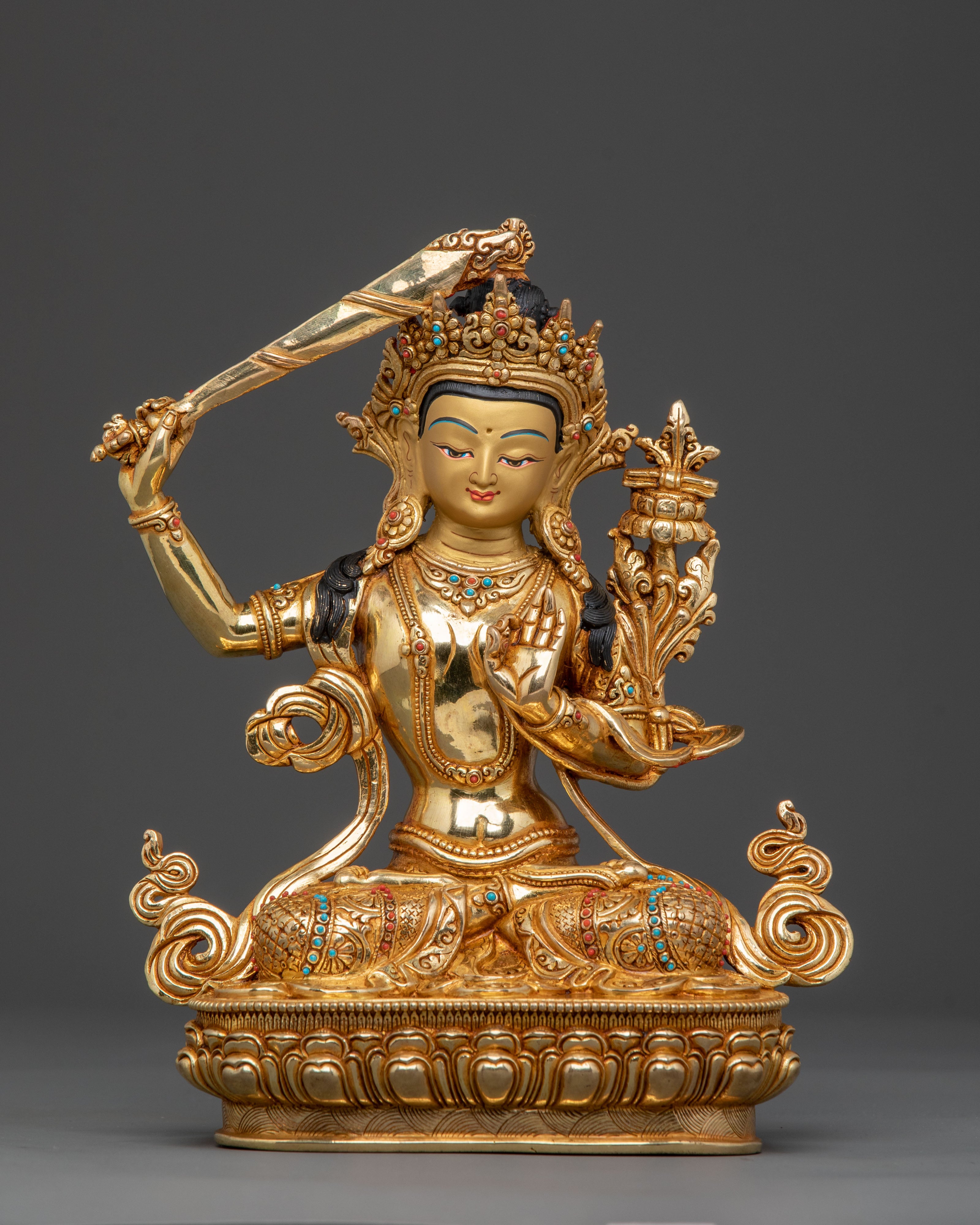 sacred manjushri copper statue | Symbol of Wisdom & Enlightened