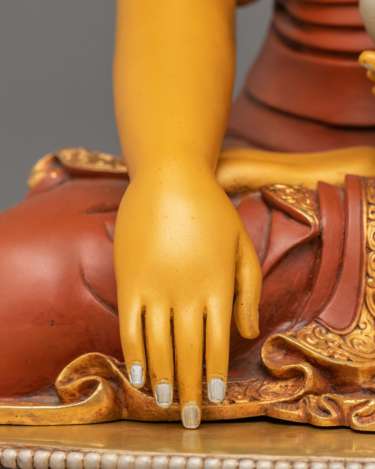 24K Gold Gilded Copper Three Buddha Statue Set | Sacred Buddhist Trio