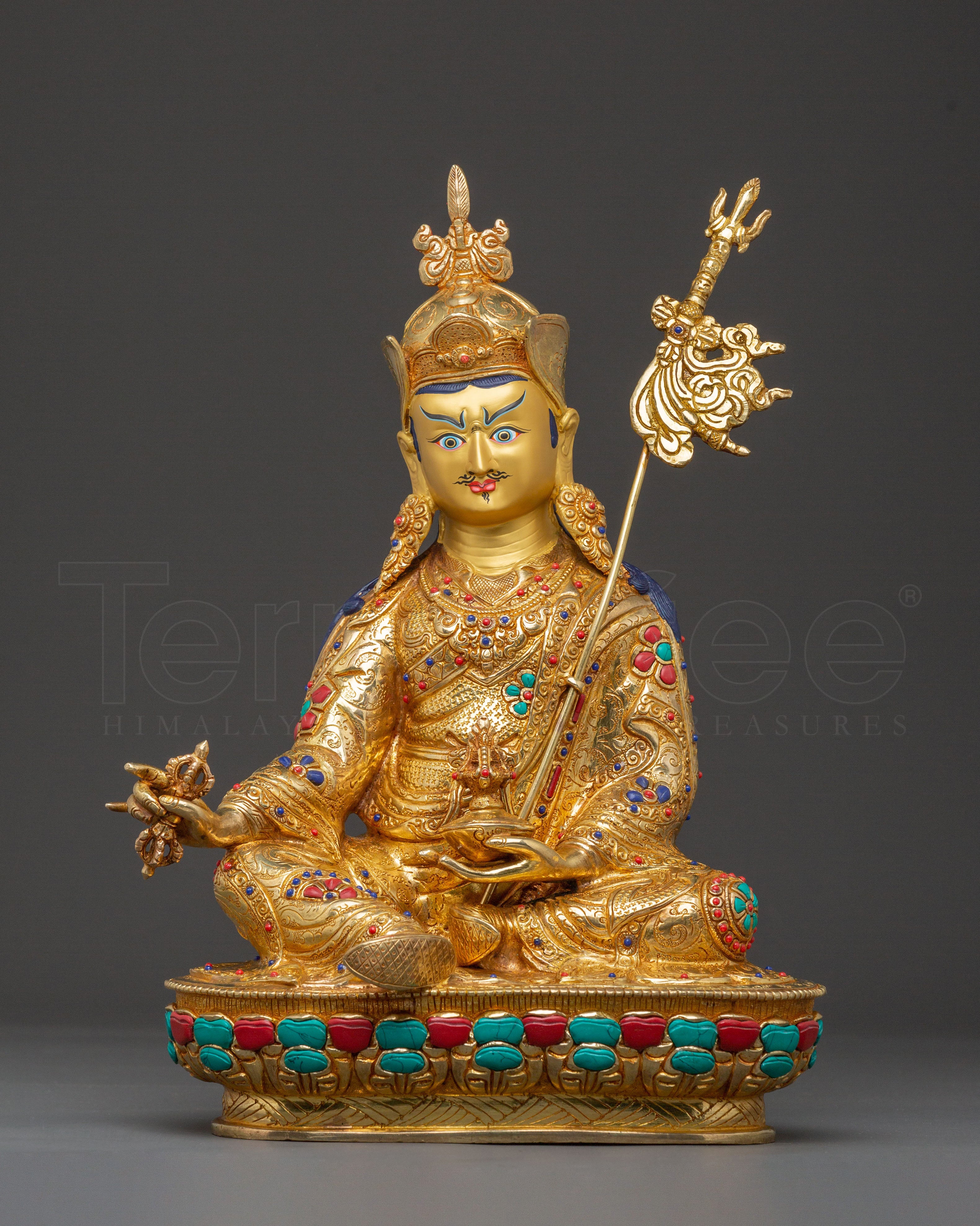 Padmasambhava Enlightened Guide Statue - Hand-Gilded Copper Statue