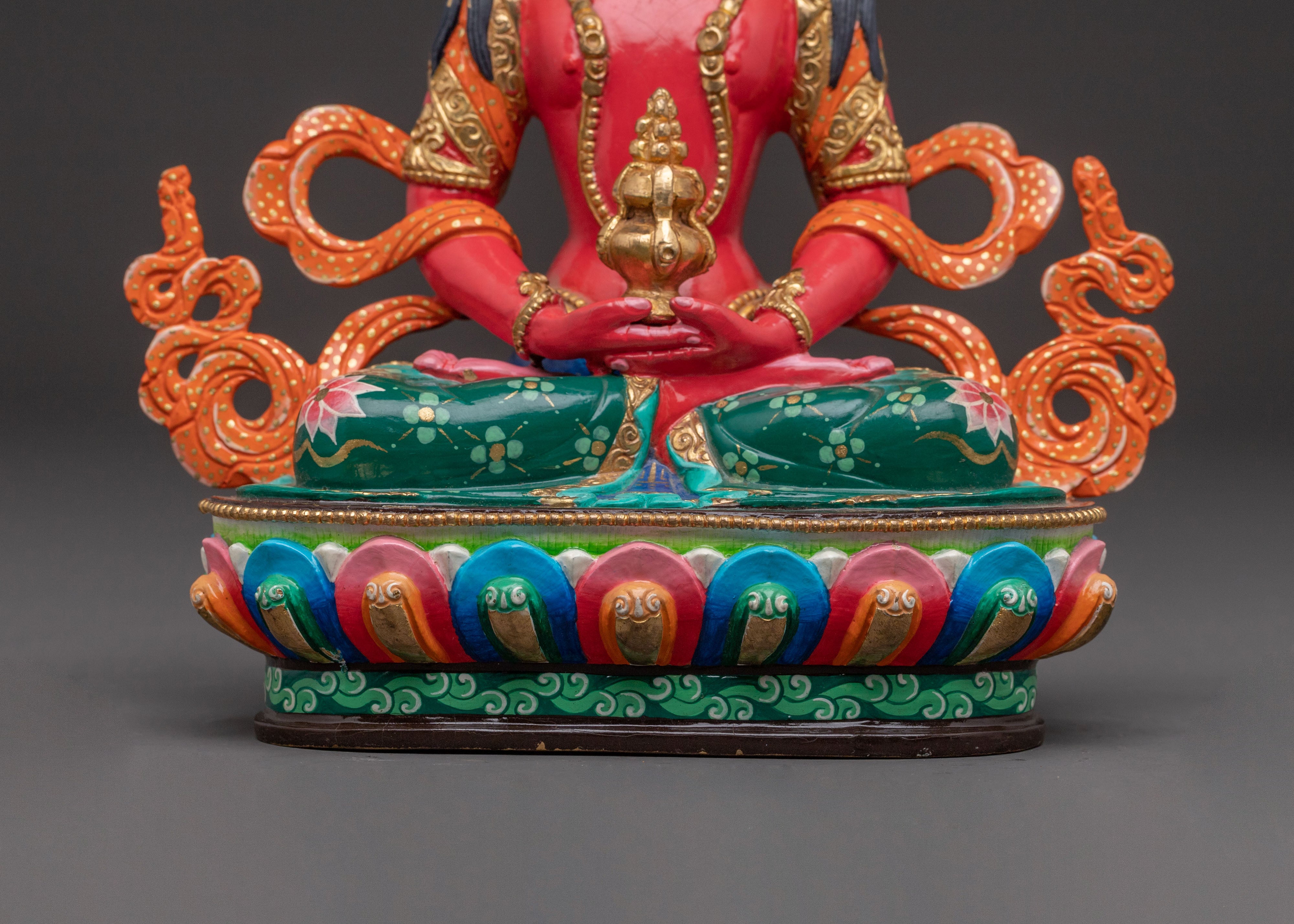 Amitayus Statue Eternal Life: Hand-Gilded Serenity