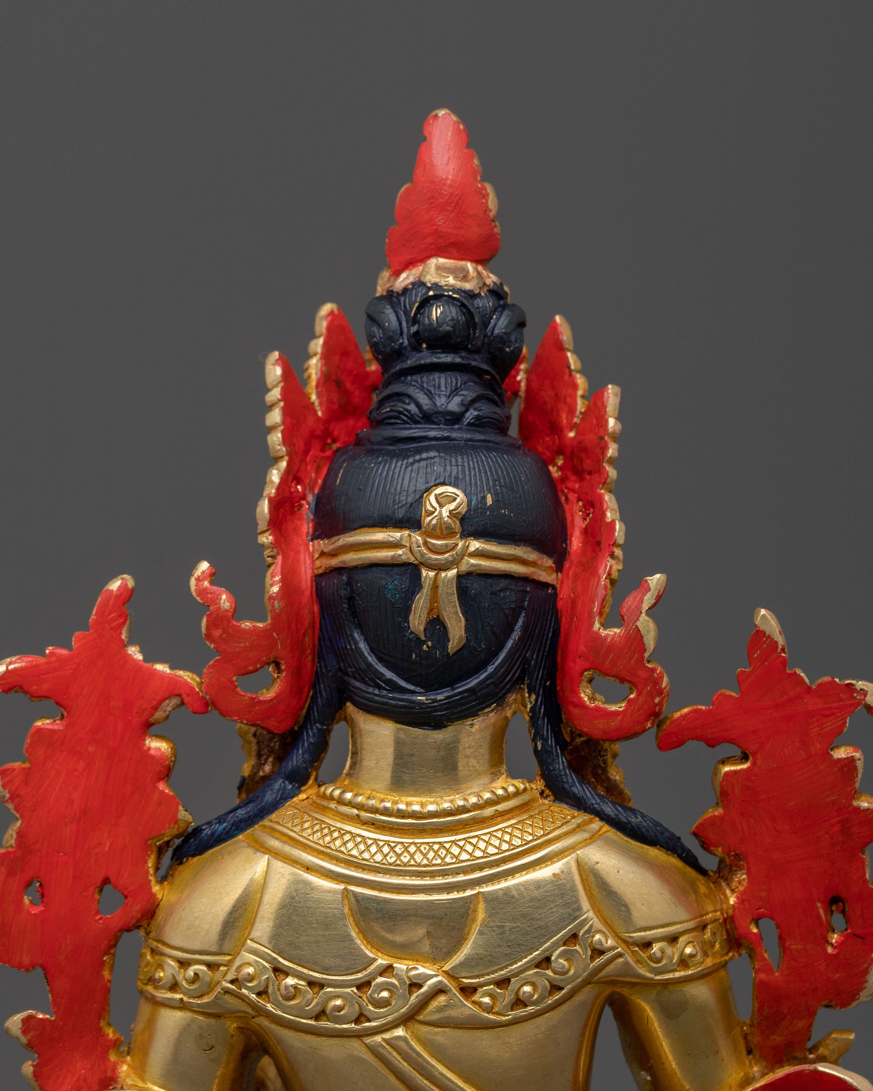 Handcrafted Green Tara Figure with 24K Gold Gilding