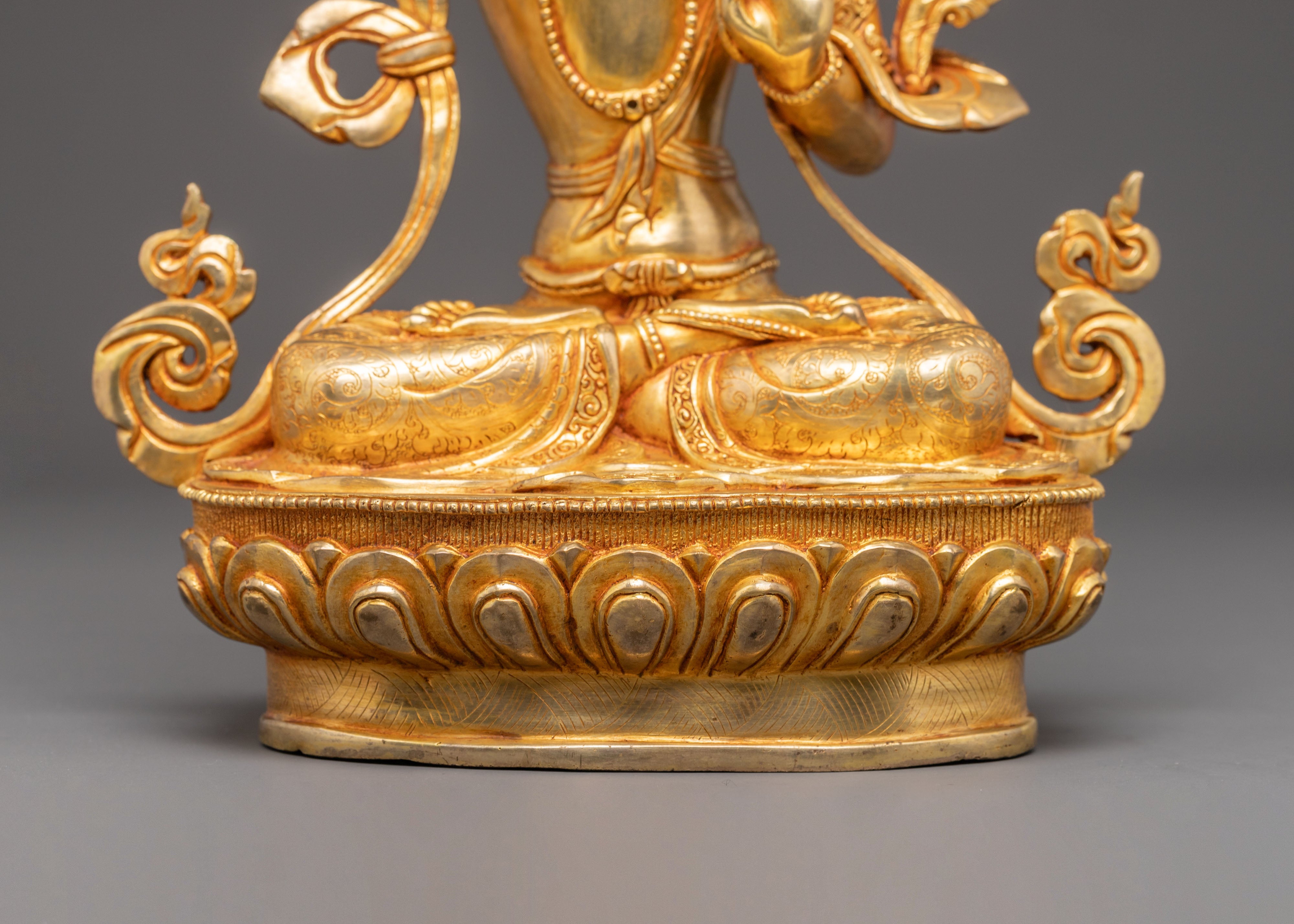 Handcrafted Radiant Statue of Manjushri | Embodiment of Supreme Wisdom