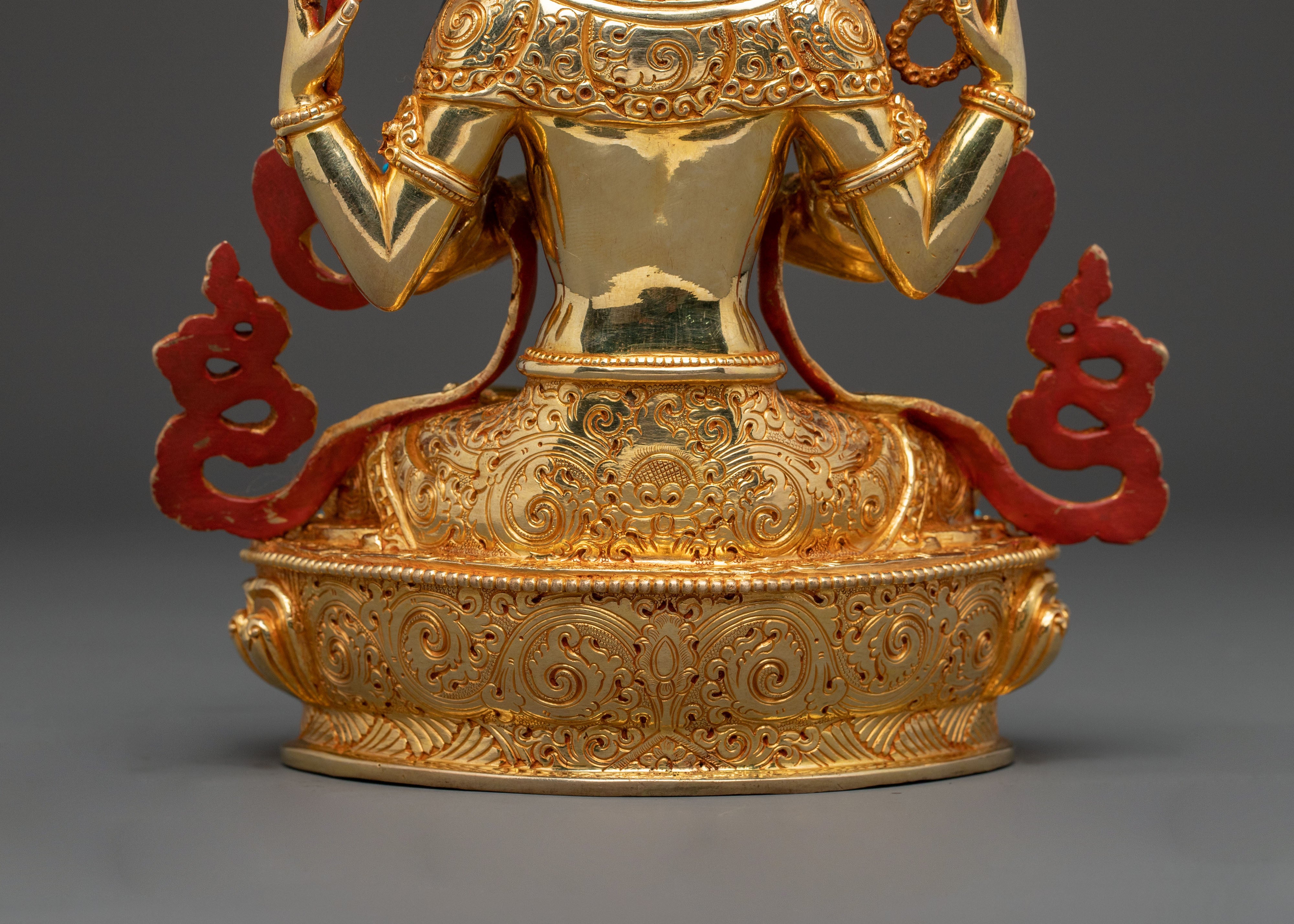 Chenrezig 24k Gold Gilded Statue | Compassion Deity