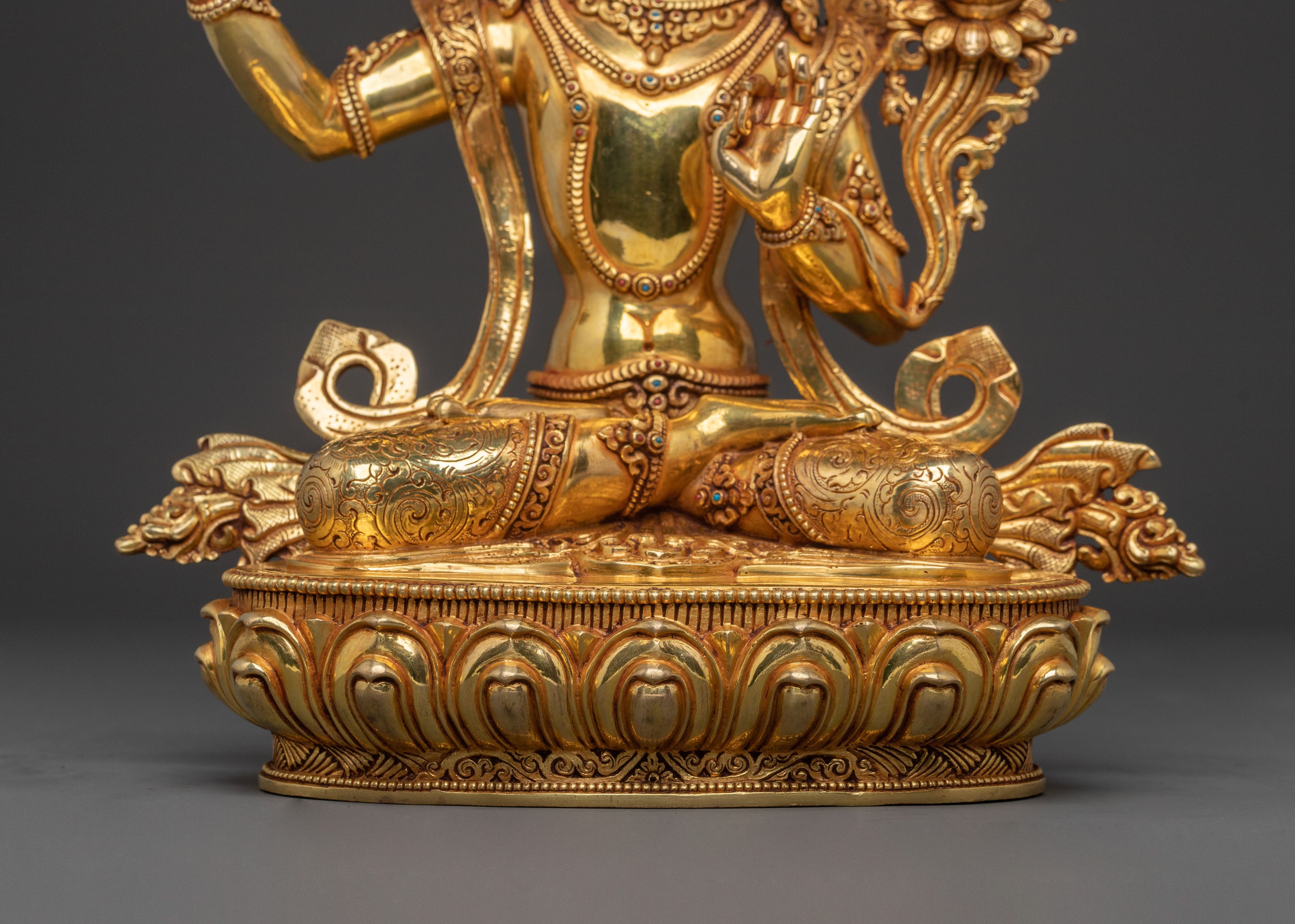 Manjushri Statue | 24K Gold Gilded Wisdom Figurine