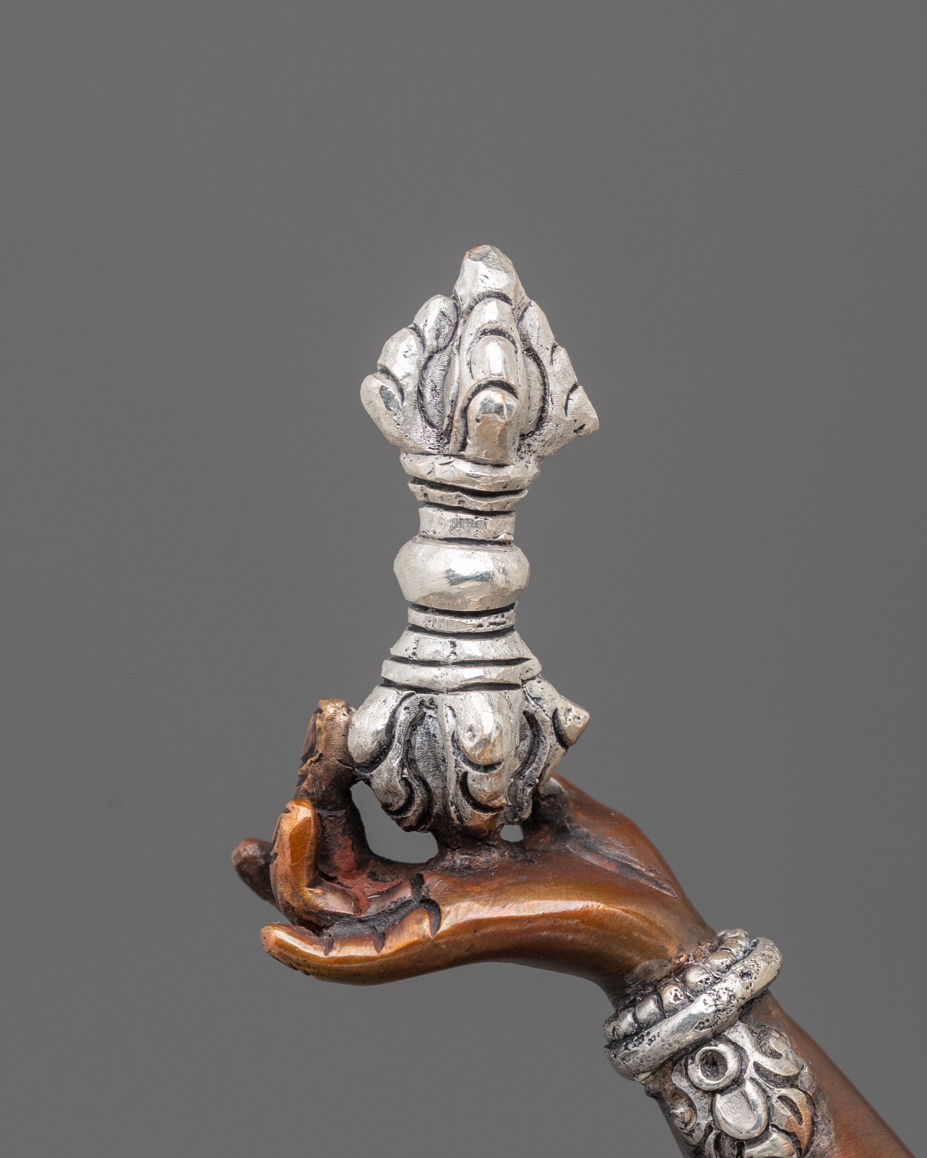 Prajnaparamita Wisdom Goddess Statue | Silver-Plated Copper Sculpture