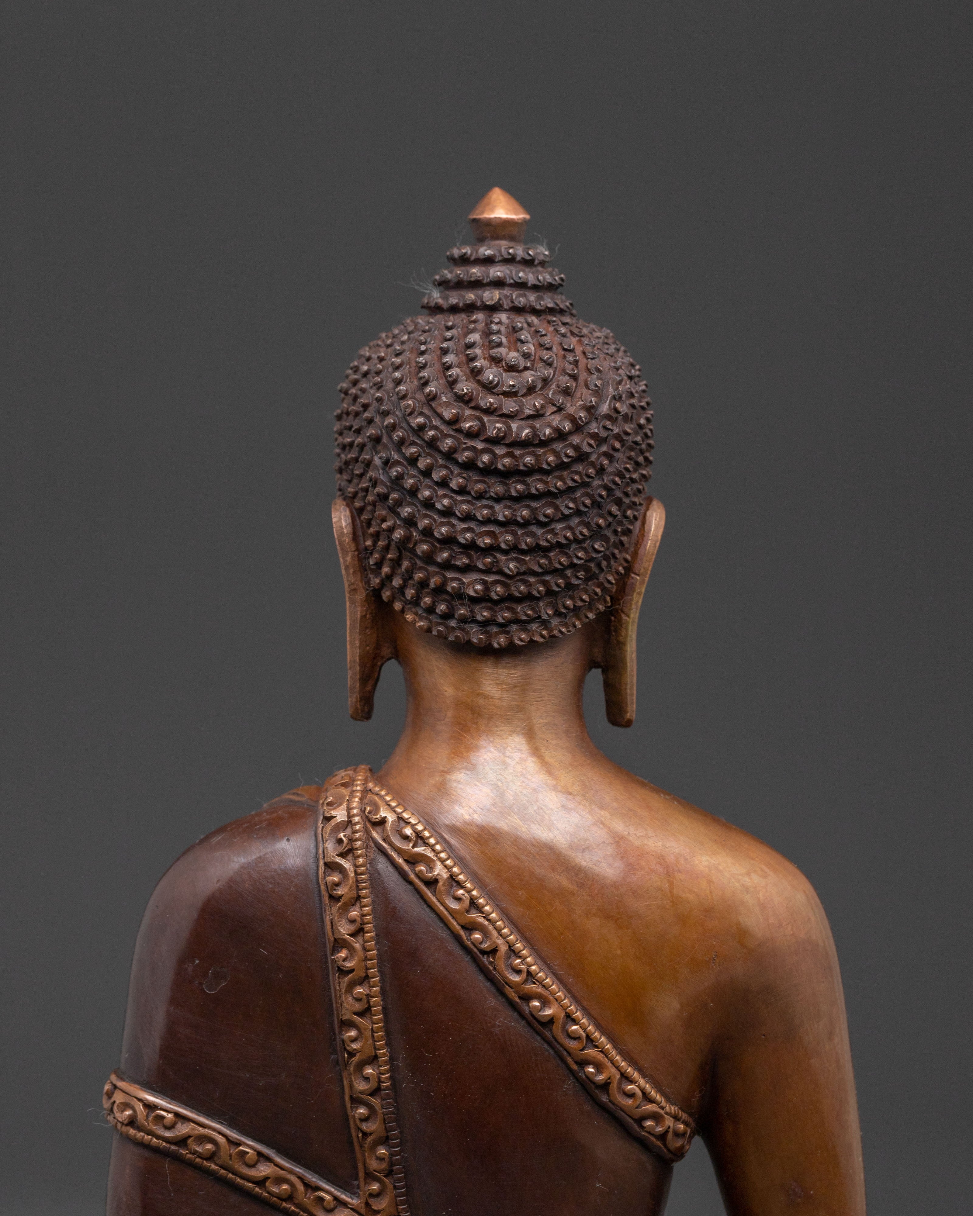 Amitabha Buddha Shrine Statue: Oxidized Copper Serenity