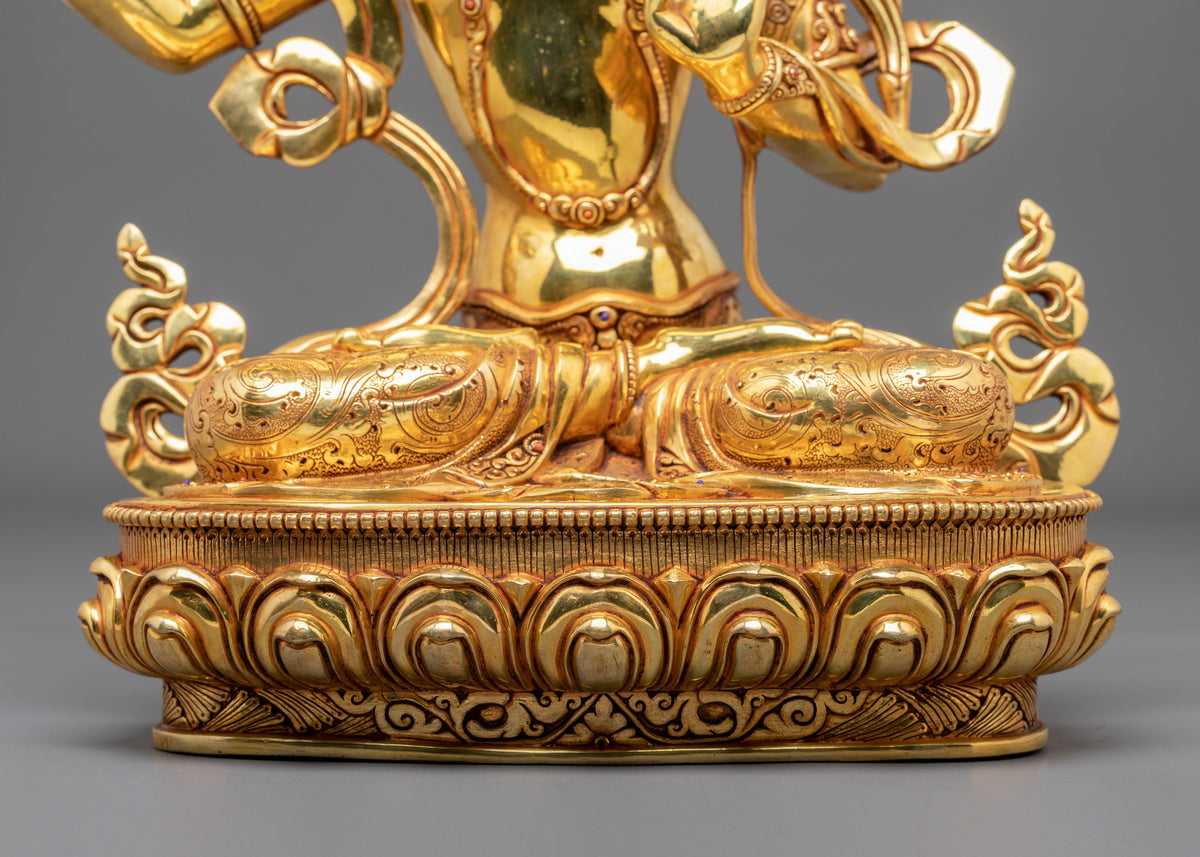 Manjushri 24K Gold Gilded Statue | Meditation Shrine